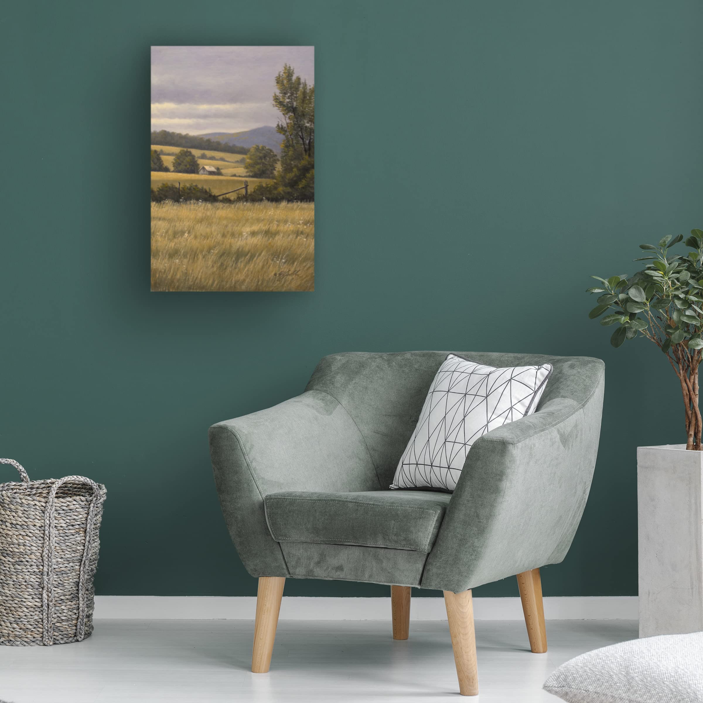Wilhelm Goebel 'Hayfields Near Arlington' Canvas Wall Art - Hand-Painted Landscape Painting for Living Room, Bedroom & Office Decor