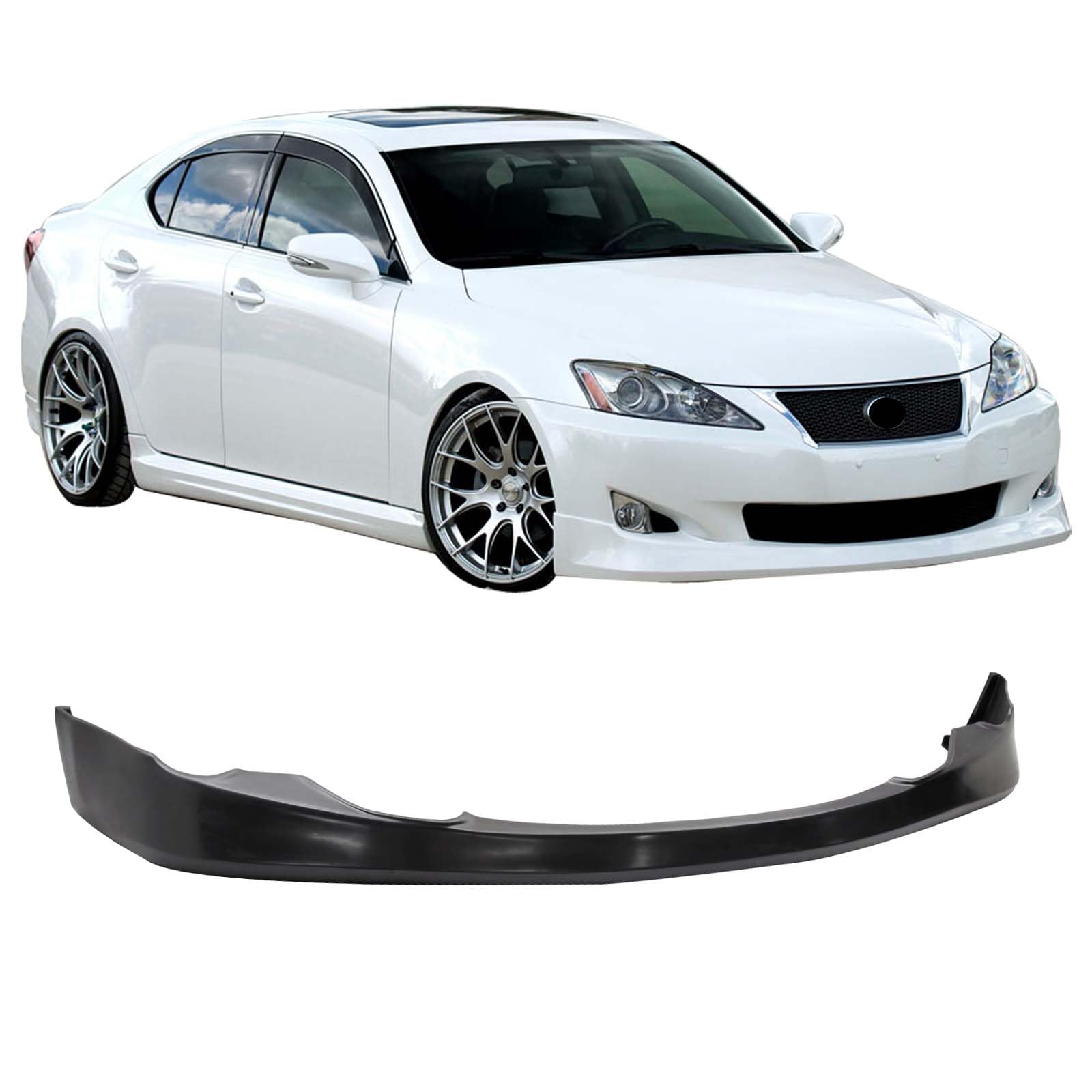 IKON MOTORSPORTS VIP Style PU Black Front Bumper Lip Spoiler Splitter for 2006-2008 Lexus IS250 & IS350 - Enhance Style & Aerodynamics for Street Racing & Car Shows