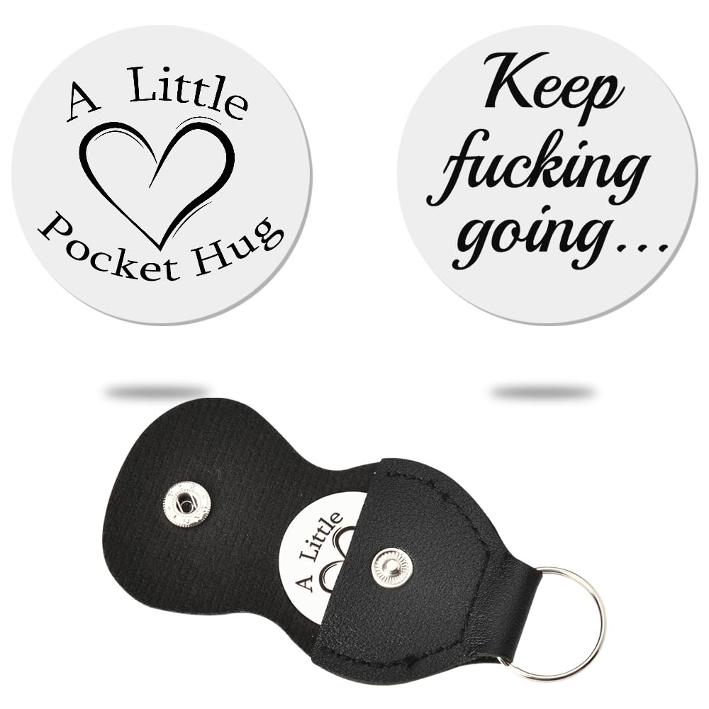 Long Distance Relationship Gifts for Her - Sisadodo Pocket Hug Token Keepsake with Leather Keychain - Thoughtful Birthday & Christmas Presents for Women - Perfect for Couples, LDR Partners, and Romantic Occasions