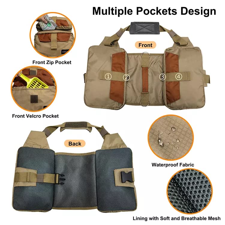 Durable Dog Backpack Harness with Pockets - Adjustable Hiking Gear for Medium & Large Dogs - Perfect for Outdoor Adventures, Camping & Travel Accessories
