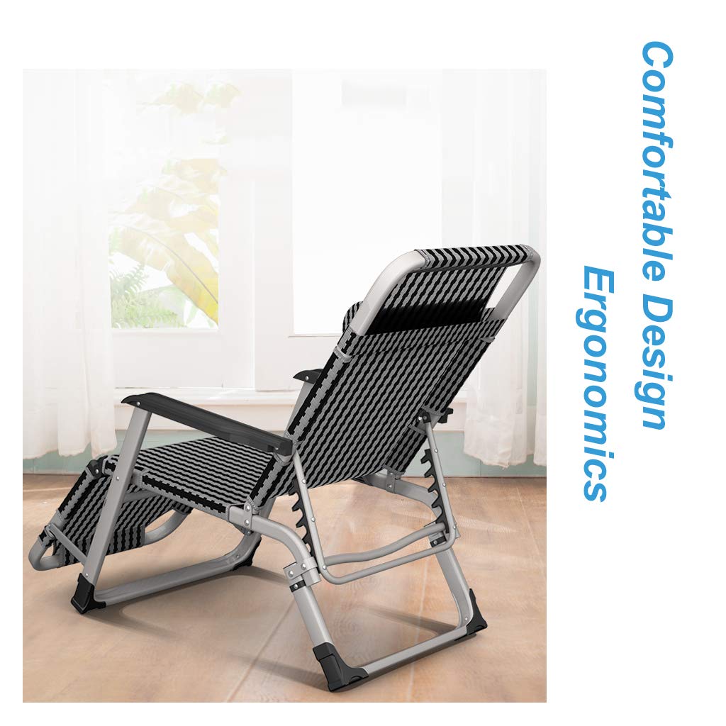 Extra Wide Sun Lounger Recliner with Cushion - Foldable Patio Chair for Poolside, Garden & Backyard - Comfortable Outdoor Sunbed for Adults & Kids - Gray Relaxing Lounge Chair for Beach, Deck & Balcony