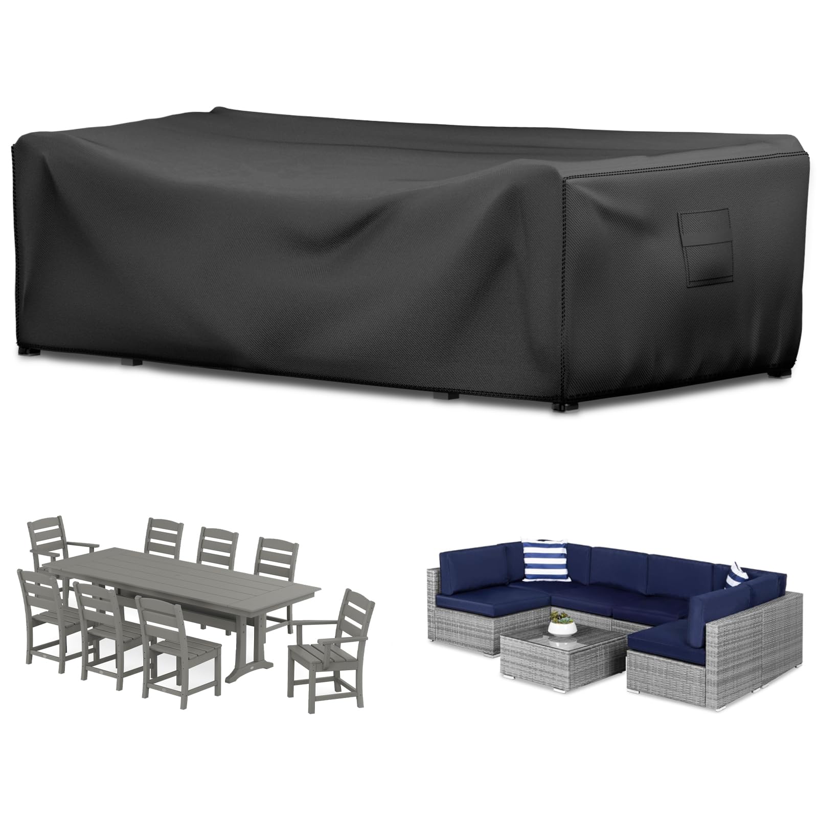 Waterproof Patio Furniture Cover Set for Rectangular Table & Chairs - Durable Outdoor Sectional Sofa Protector with Tear-Resistant Dustproof Fabric (74