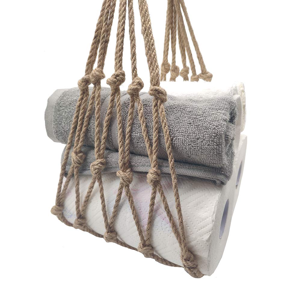 Handmade Nautical Rope Towel Holder & Toilet Paper Holder - Rustic Bathroom Decor for Coastal, Beach House & Farmhouse Style Homes