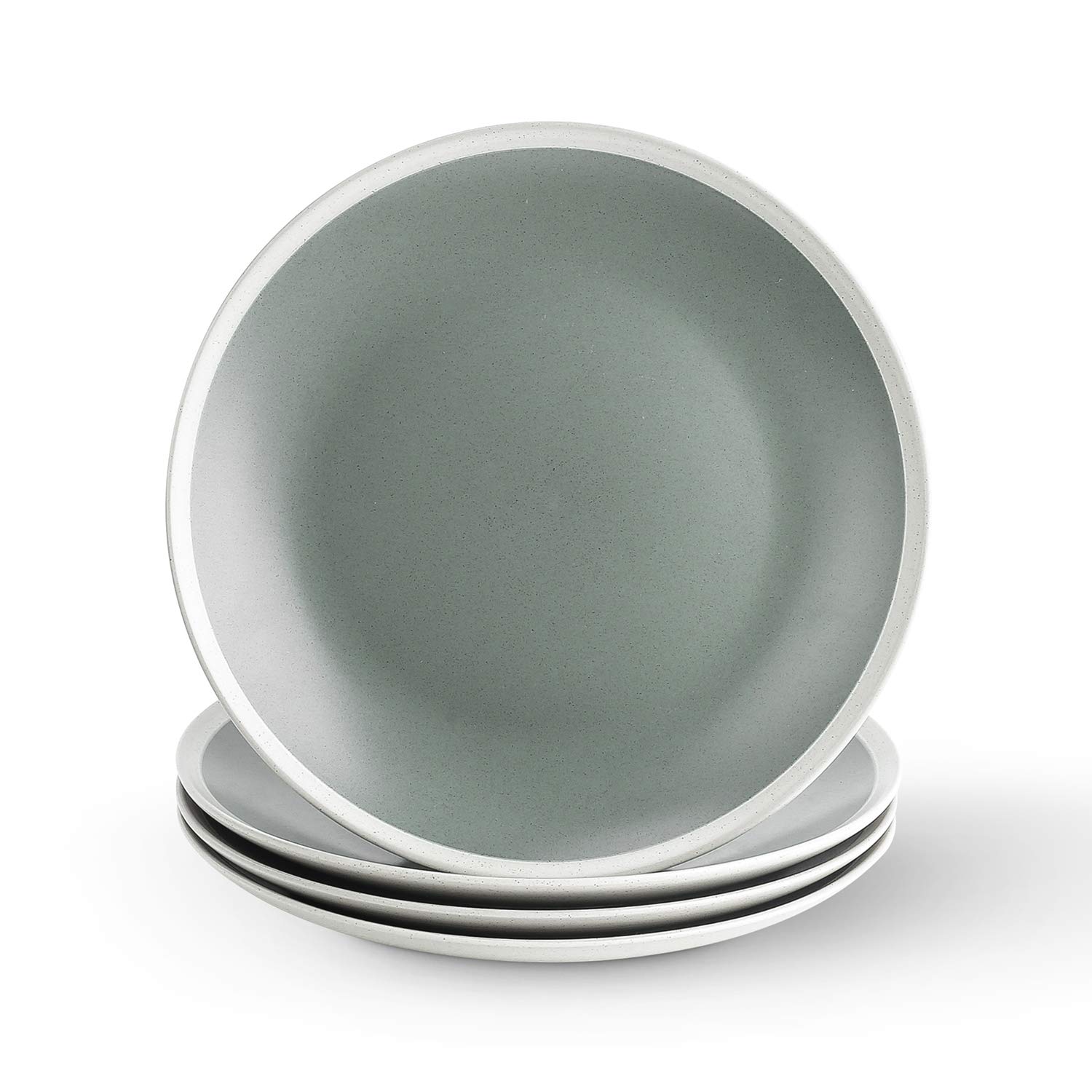Stone Lain Serenity Stoneware Dish Set - 4-Piece Dinner Plates in Green & Cream | Elegant Tableware for Everyday Dining & Entertaining