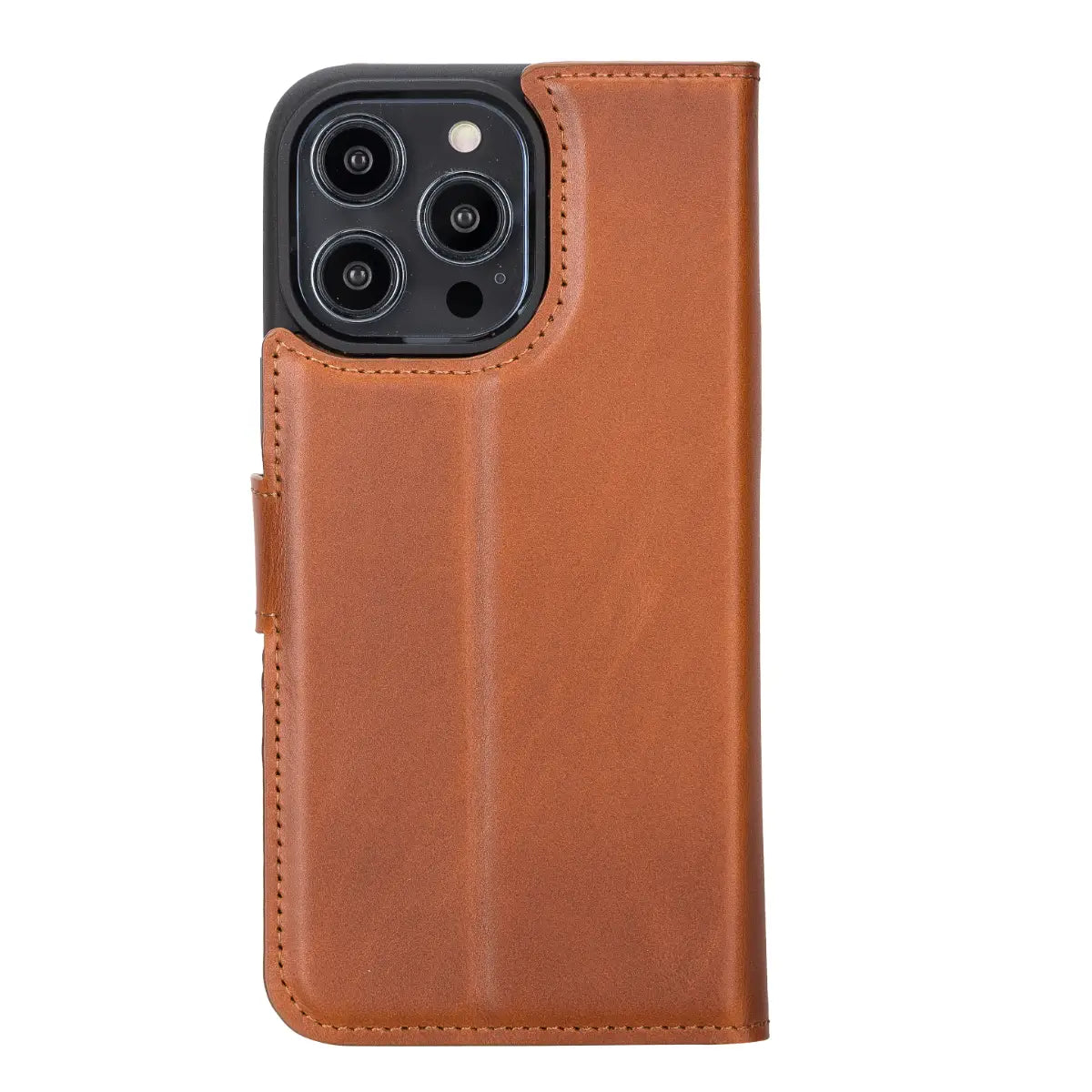 Premium Burnished Tan Leather Wallet Case for iPhone 14 Pro Max - Slim Protective Cover with Card Slots - Perfect for Everyday Use, Travel & Business