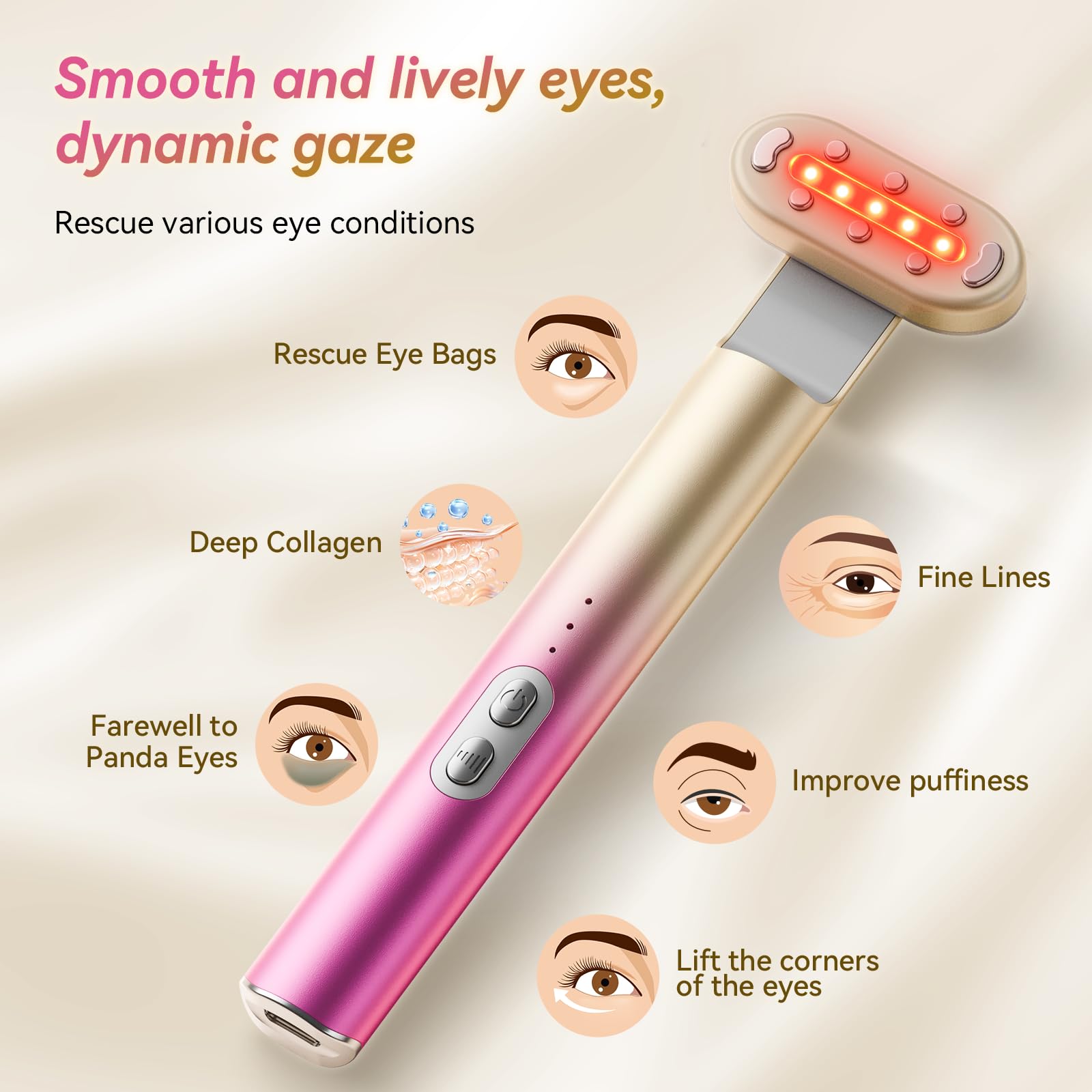 7 in 1 Red Light Therapy Device for Face & Eye Care - Home Use Skincare Equipment with Red & Blue Light Modes (Gradient Purple Pink) - Perfect for Anti-Aging, Acne Treatment & Skin Rejuvenation at Home