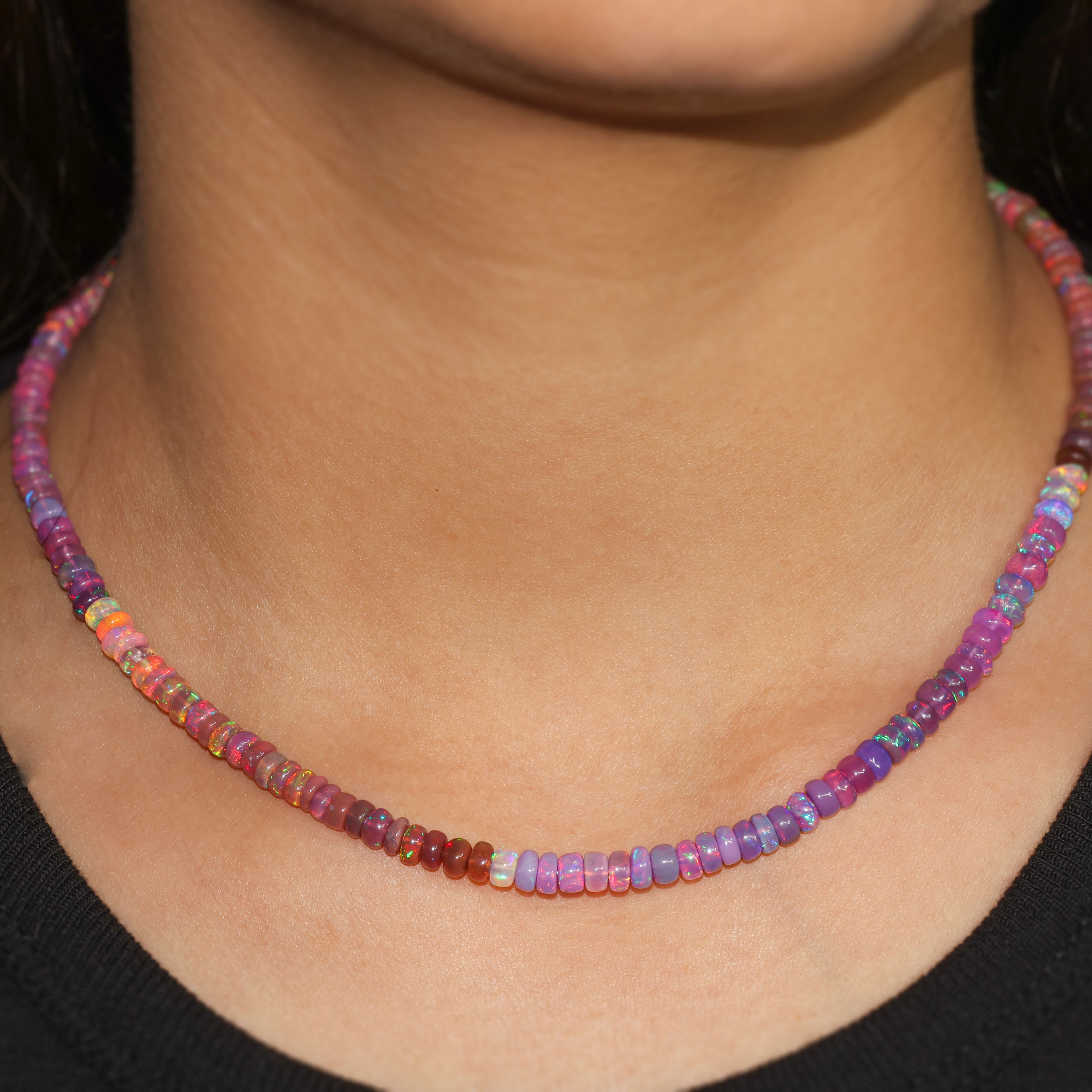 Natural Purple Opal Dual Shaded Beaded Necklace - Elegant Smooth Beads for Women, Perfect for Weddings, Parties & Everyday Wear