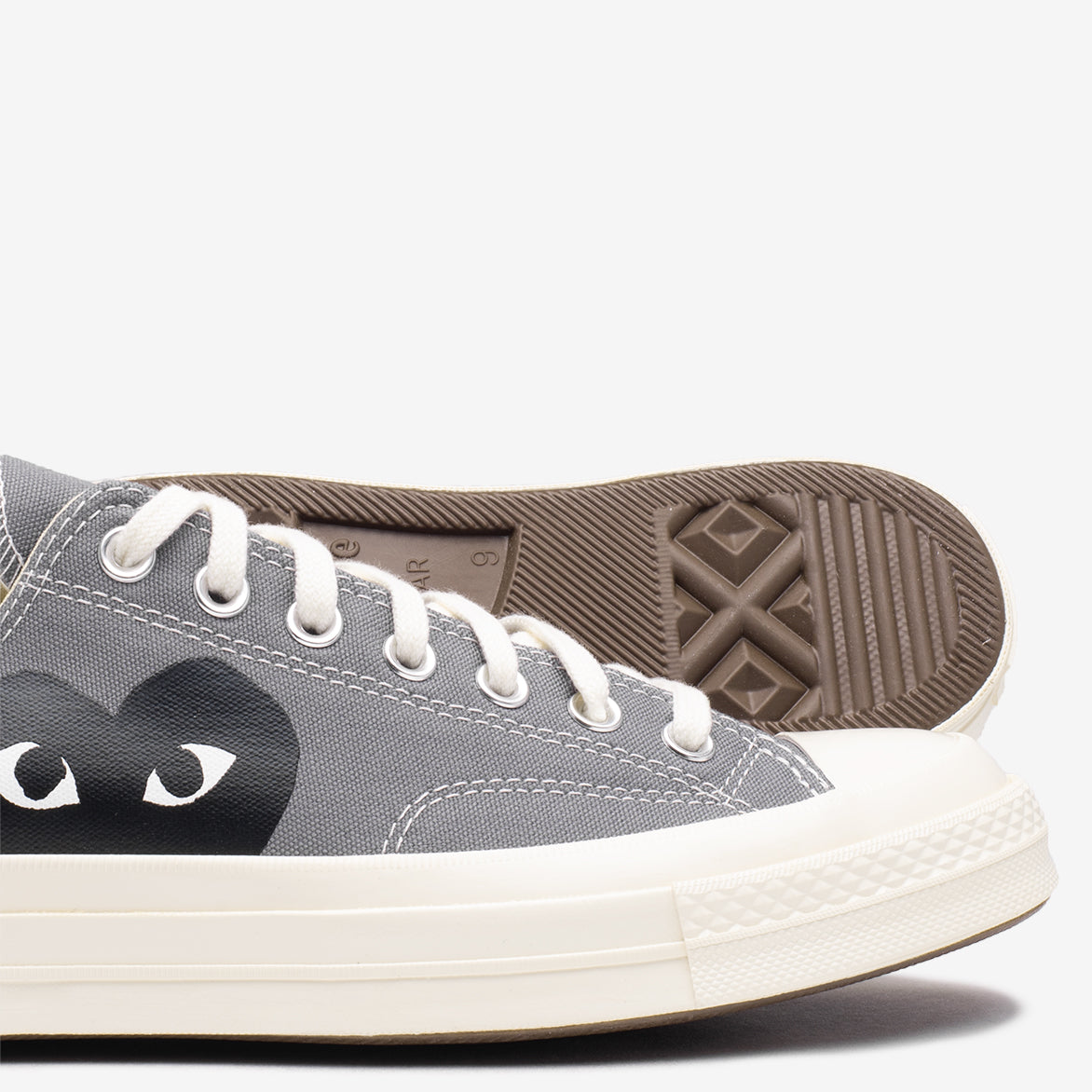 CDG PLAY x Converse Chuck 70 Ox Sneakers - Black Heart & Steel Grey | Unisex High-Top Canvas Shoes for Streetwear & Casual Outfits