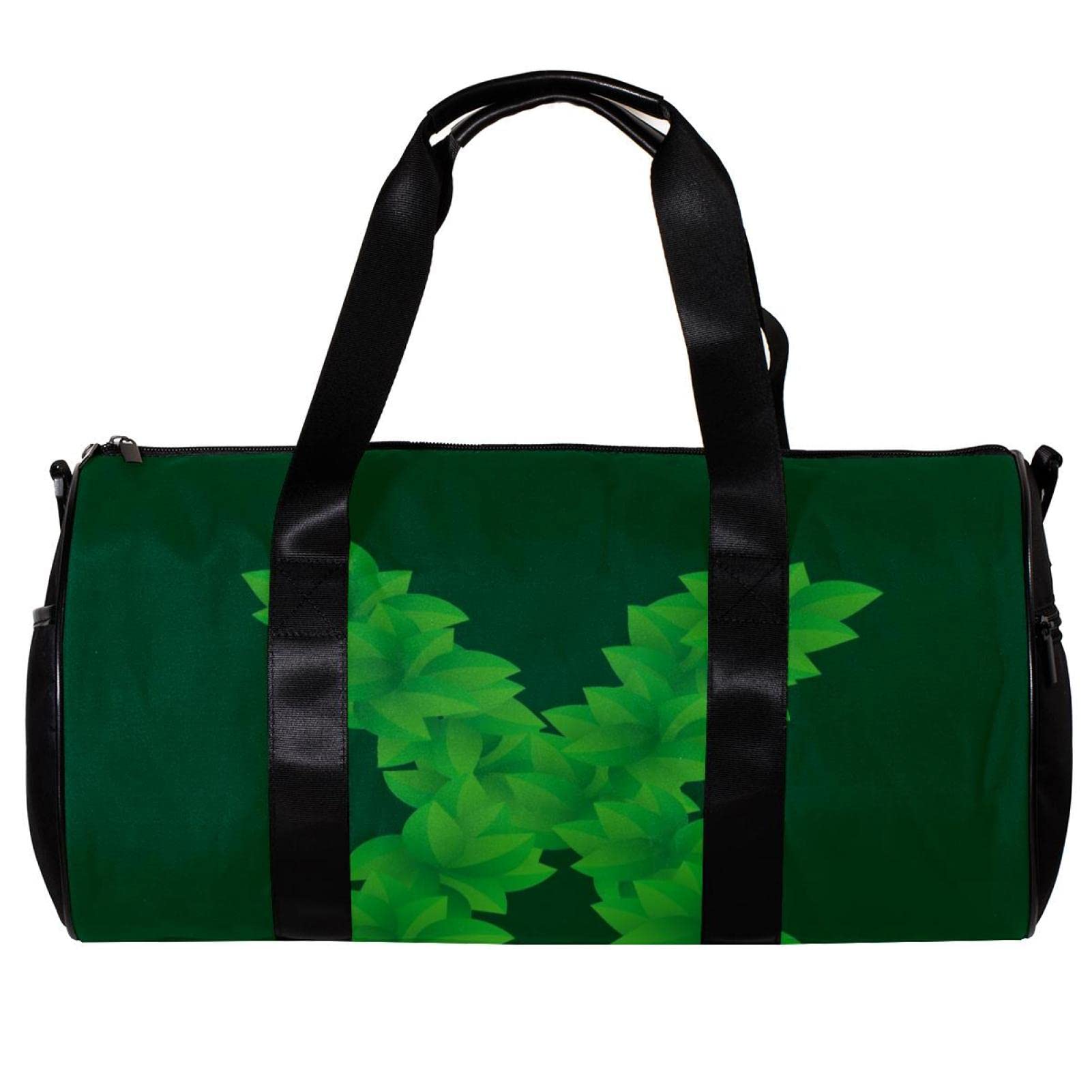 Gym Duffle Bag for Men & Women - Waterproof Overnight Weekender Travel Bag with Leaf Pattern & X Letter Design in Dark Green - Perfect for Gym, Workout, Travel & Weekend Getaways