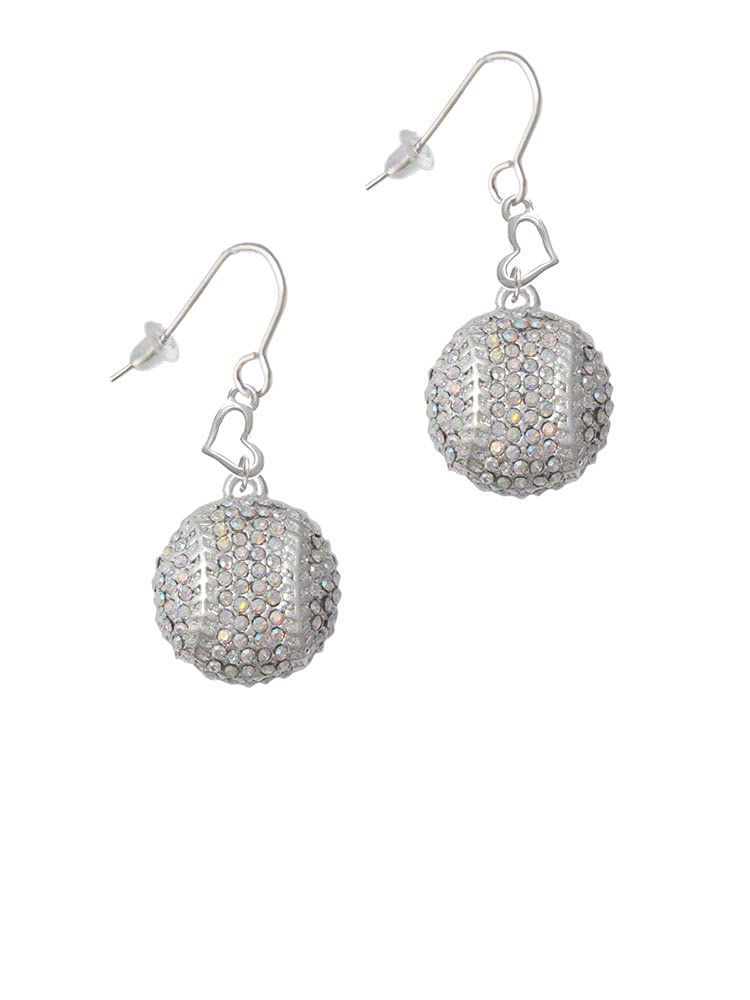 Sparkling Silvertone Crystal Heart French Earrings for Women - Elegant Softball Studs for Daily Wear, Parties & Gifts