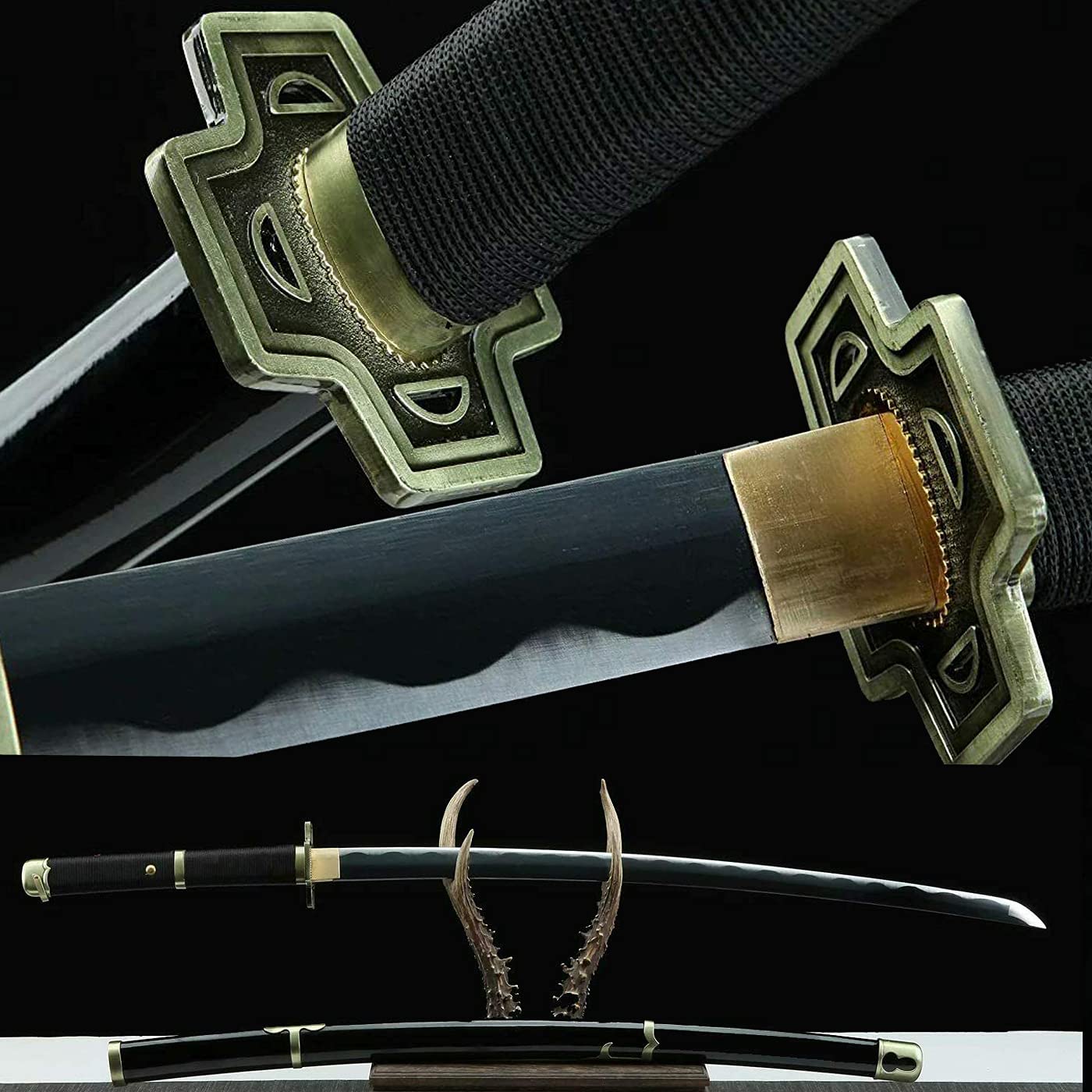 Handmade One Piece Roronoa Zoro Katana - Japanese Anime Cosplay Samurai Sword with Purple Blade | YAMA ENMA Replica | Perfect Gift for Men & Women | Collectible, Display, and Cosplay Accessory