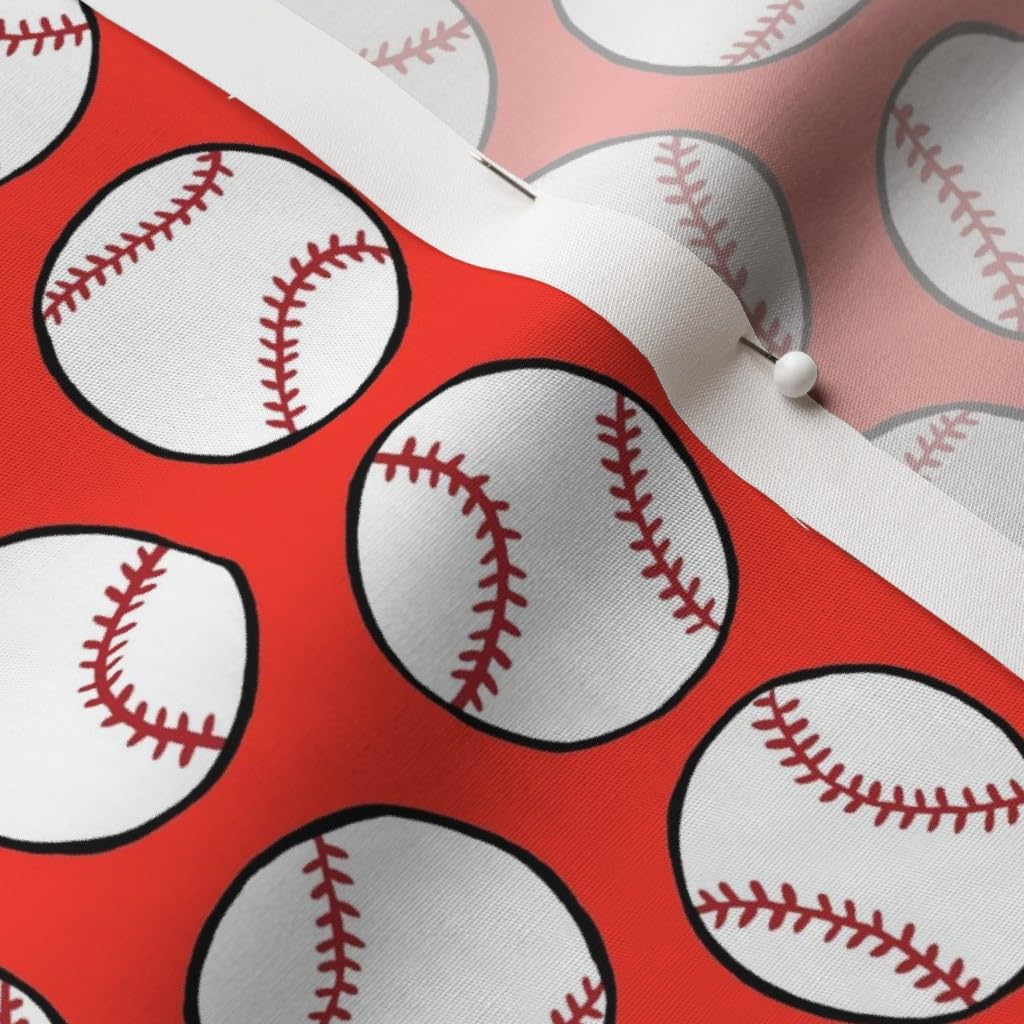 Baseball Sport Printed Cotton Poplin Fabric - Red Play Kids Ball Design for Sewing, Quilting, Dresses & Apparel Crafts (Fat Quarter) | Perfect for DIY Kids' Sports-Themed Clothing, Home Decor & Craft Projects