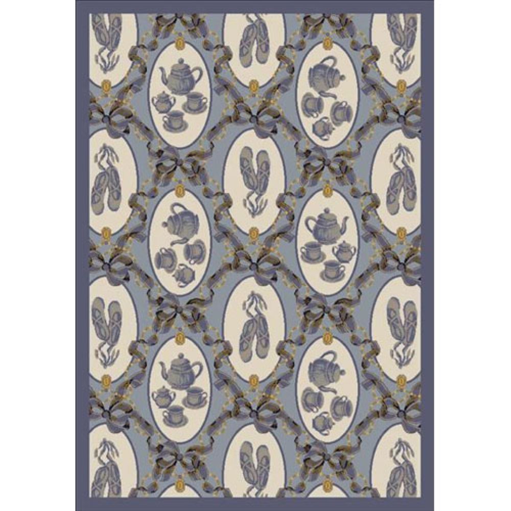 Joy Carpets Kaleidoscope Ribbons and Bows Whimsical Area Rugs - Soft Non-Slip Kids Nursery Rug, Playroom & Bedroom Decor (Blue) - Perfect for Children's Rooms, Daycare Centers & Cozy Home Spaces