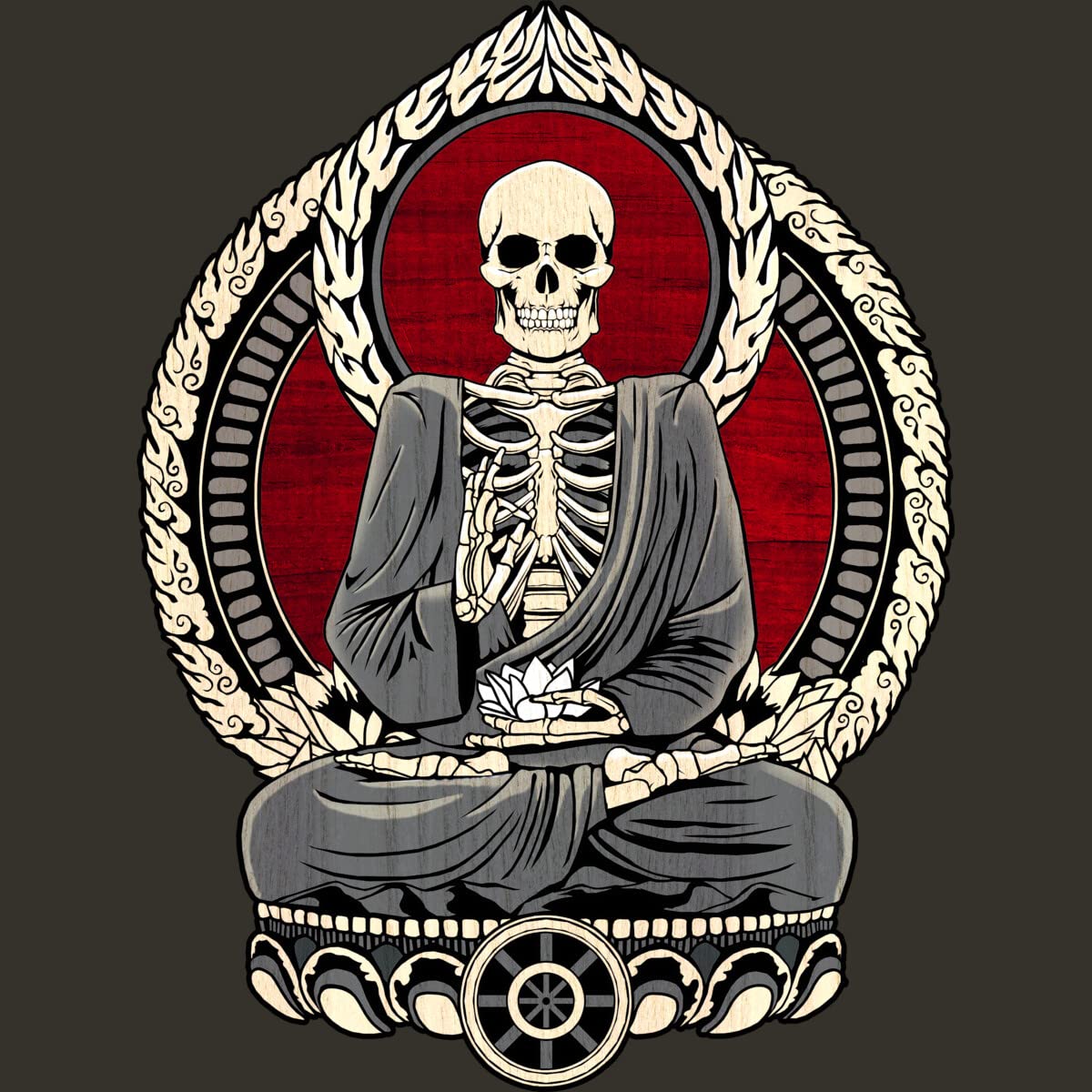 Design By Humans Junior's Starving Buddha Cherry Print T-Shirt - Snazzygaz Graphic Tee for Teens - Casual Streetwear & Festival Outfit