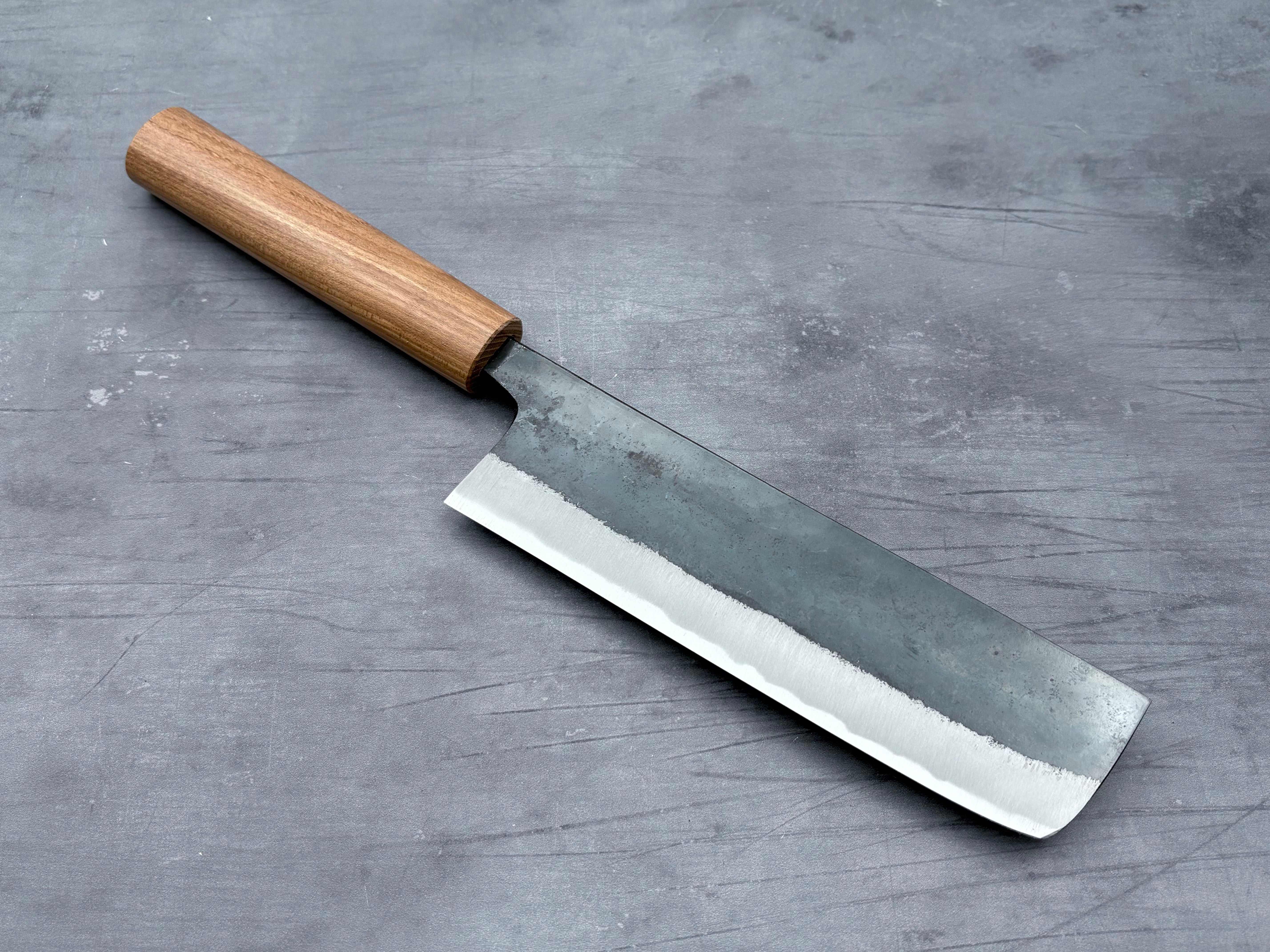 Premium Japanese Nakiri Knife - Blue #1 Steel Blade for Professional Chefs & Home Cooking - Perfect for Slicing Vegetables, Herbs & Sushi Prep