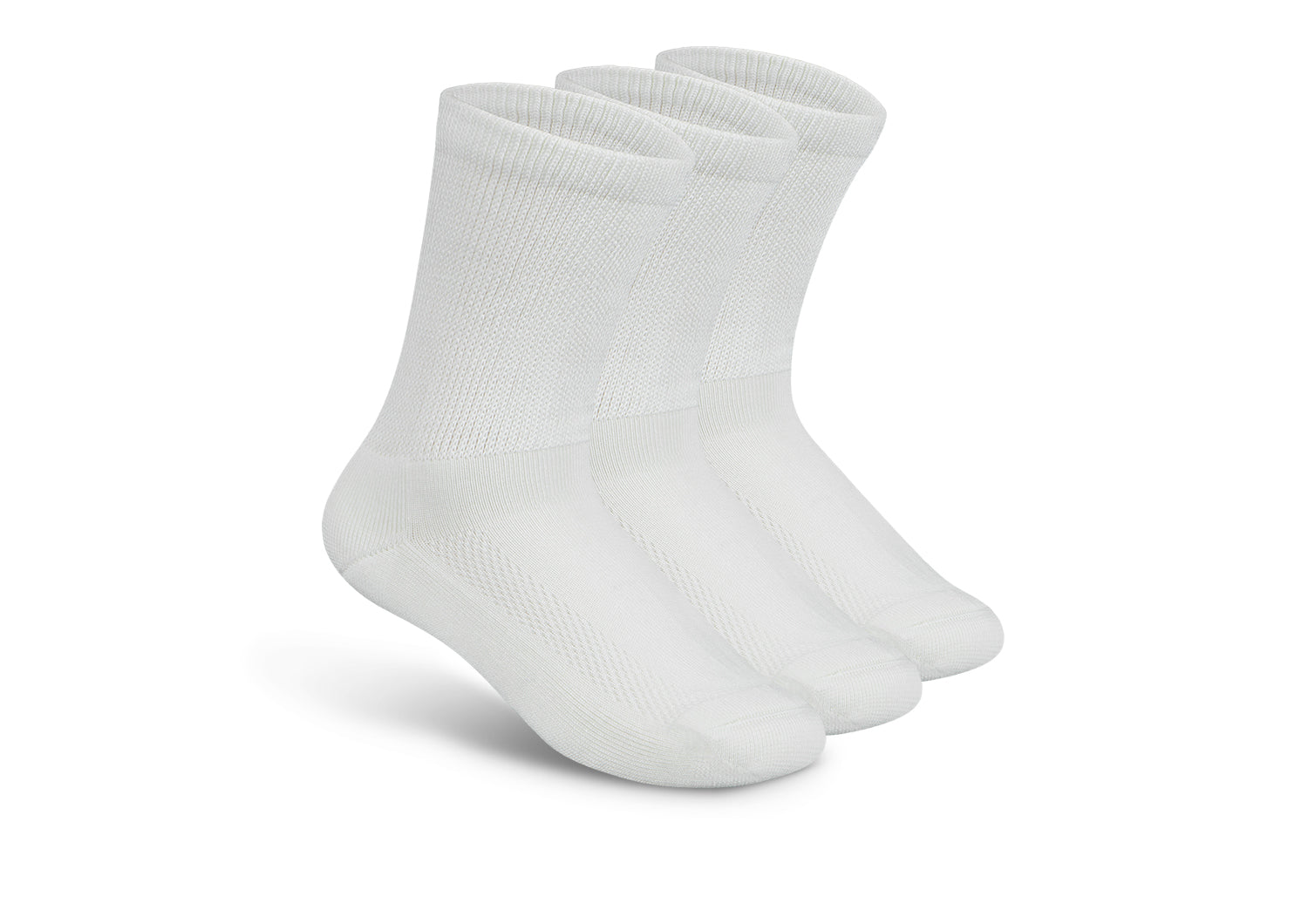 Breathable Padded Sole Diabetic Socks for Men & Women - White Comfort Socks for Sensitive Feet - Perfect for Diabetes, Neuropathy and All-Day Wear