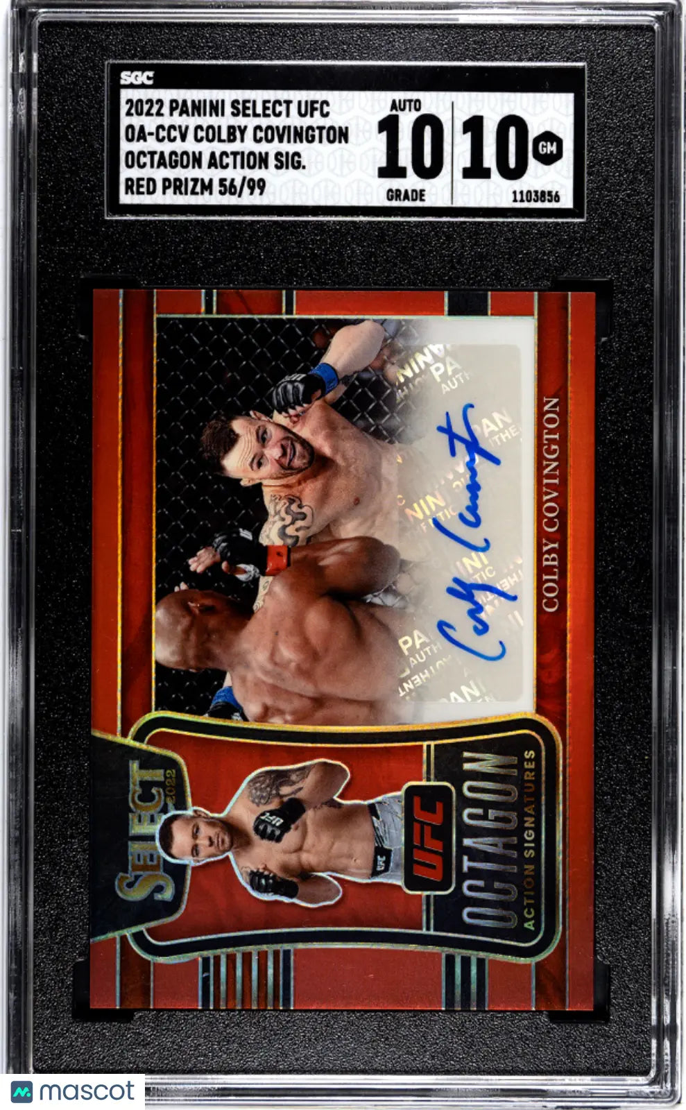 2022 Panini Select UFC Colby Covington Octagon Action Signatures Red SGC 10/99 - Rare MMA Trading Card for Collectors & UFC Fans - Perfect for Display, Investment & Sports Memorabilia Collections