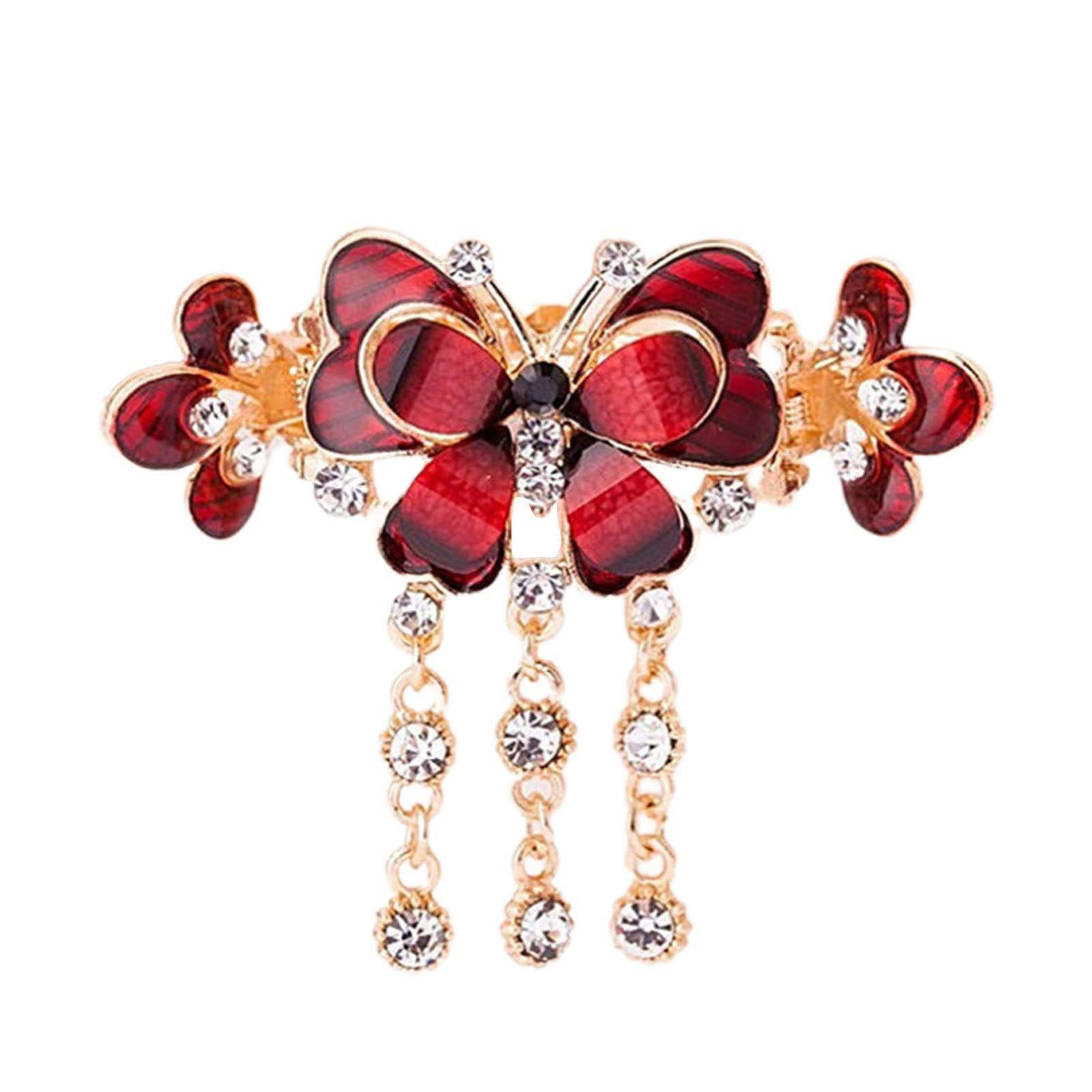Vintage Rhinestone Flower Hair Clip for Women - Anti-Slip Shiny Hair Barrettes & Headdress Accessories - Perfect for Weddings, Parties, and Everyday Elegant Hairstyles