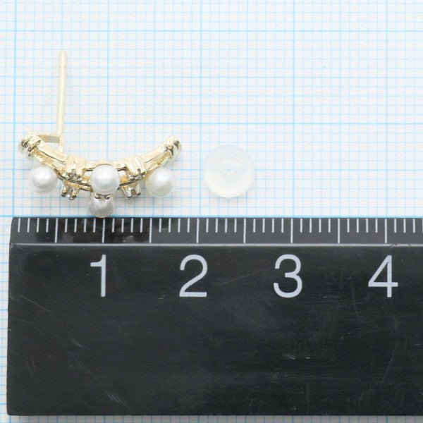 14K Yellow Gold Pearl and Diamond Stud Earrings for Women - Elegant Gift for Wedding, Anniversary & Special Occasions
