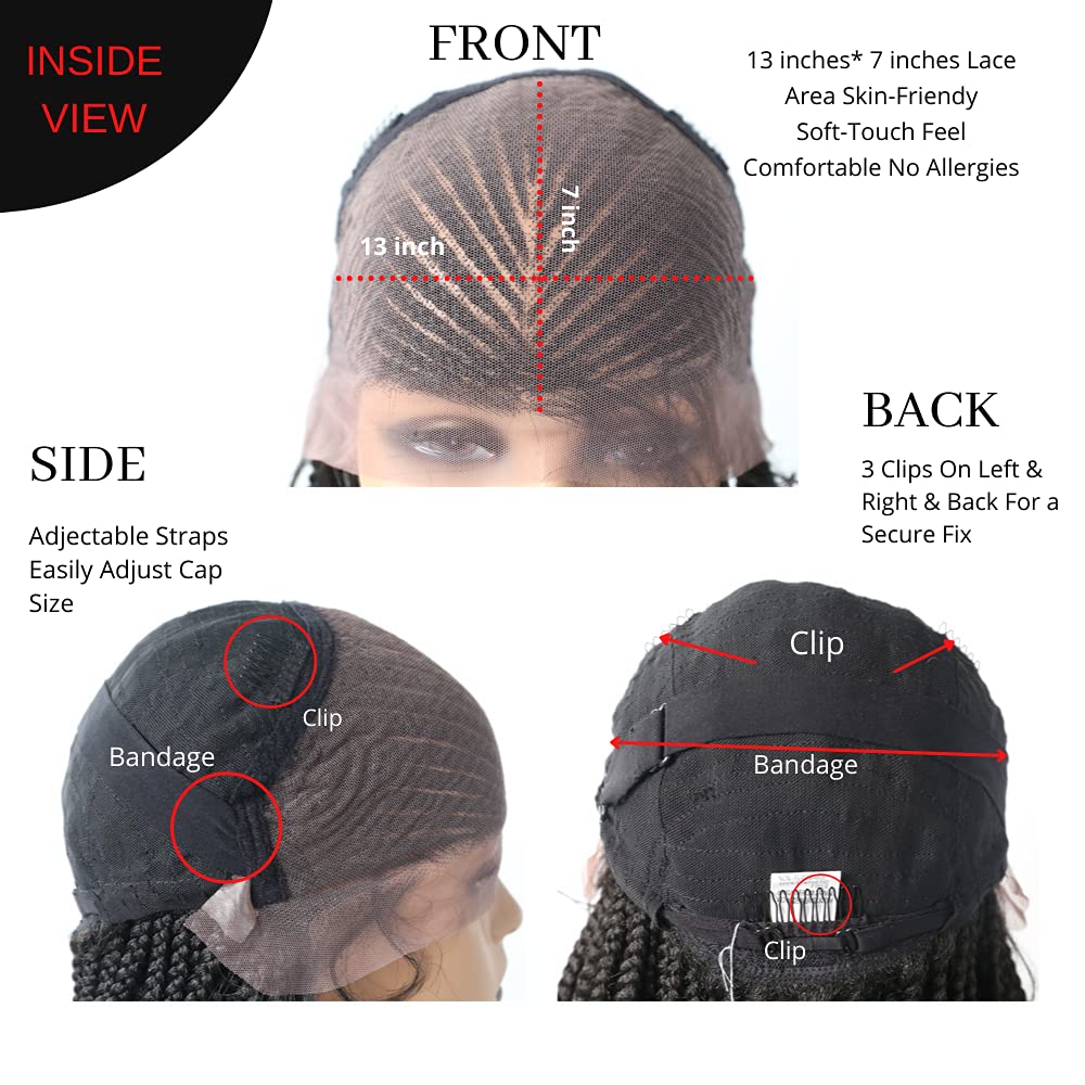 Hand Braided Wig for Black Women - Micro Twist Cornrow Long Lightweight Lace Braids Wig - Synthetic Fiber Swiss Lace Front with Baby Hair - Full Cap (#1B/613T Black Blonde Ombre) - Perfect for Daily Wear, Parties, and Special Occasions
