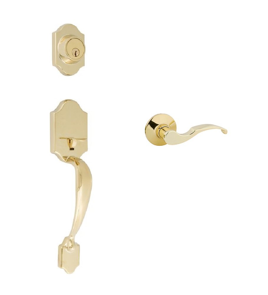 EZ-Set 741171 Princeton Dummy Handle Set with Arcadia Lever, Polished Brass - Vintage Style Door Hardware for Bedroom, Bathroom & Interior Doors
