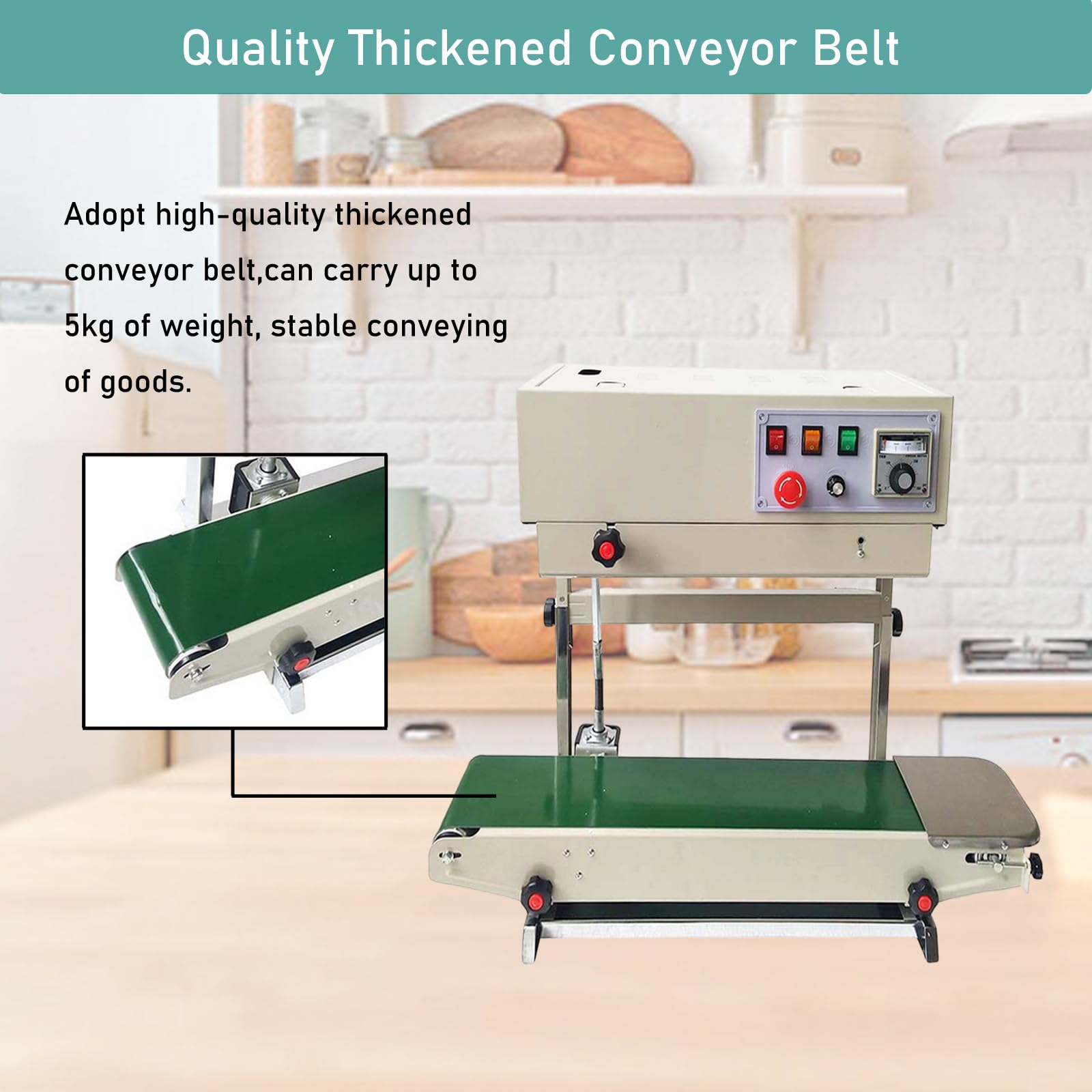 INTSUPERMAI FR880 Continuous Band Sealer - Automatic Vertical Sealing Machine for PVC, Aluminum Foil & Plastic Bags (110V) - Ideal for Food Packaging, Medical Supplies & Industrial Sealing