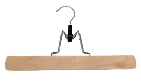 Pillowtex Adjustable Wooden Pants & Clothes Hangers - Set of 50 Natural Finish Hangers for Closet Organization & Space Saving - Perfect for Home, Laundry Room & Retail Stores