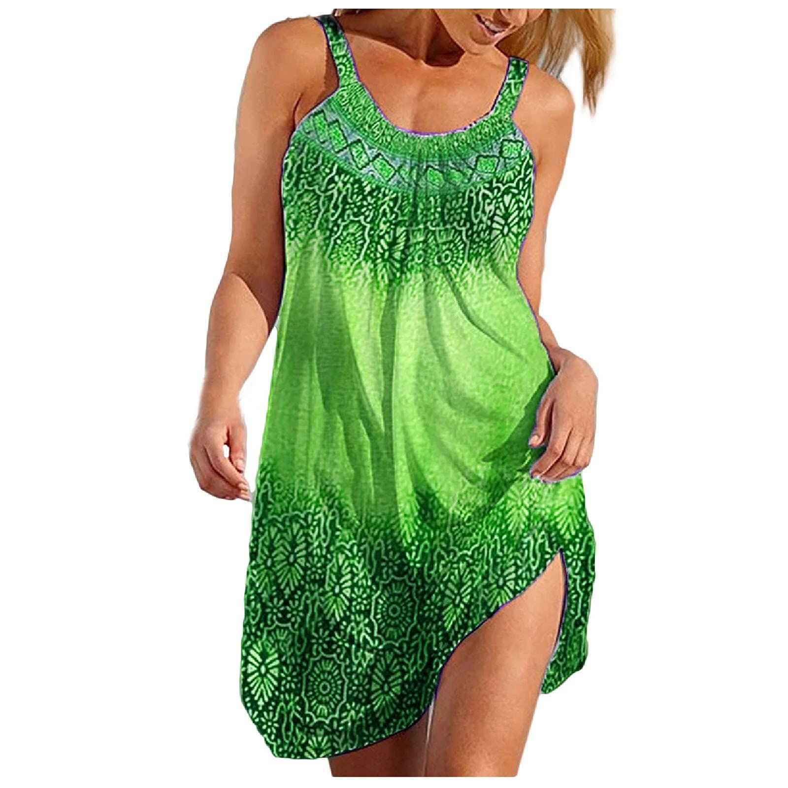 Boho Summer Dresses for Women - Sleeveless Mini Sundress, Casual Beach Tank Dress for Vacation, Travel & Outdoor Activities