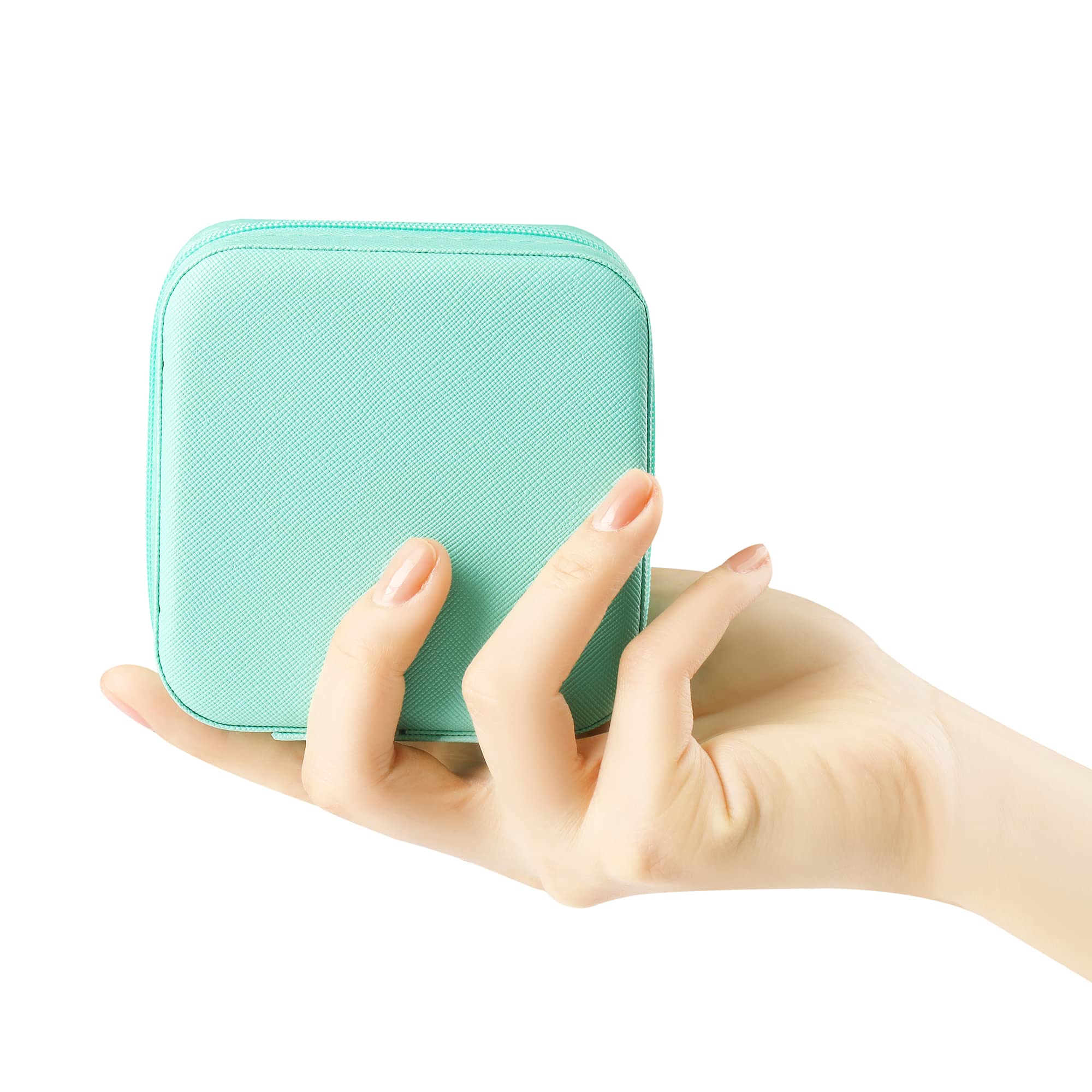 Divani Small Leather Jewelry Box - Portable Travel Jewelry Organizer for Women | Mini Jewelry Storage Case for Earrings, Rings, Necklaces & Bracelets | Perfect for Travel, Gifts & Daily Organization - Blue