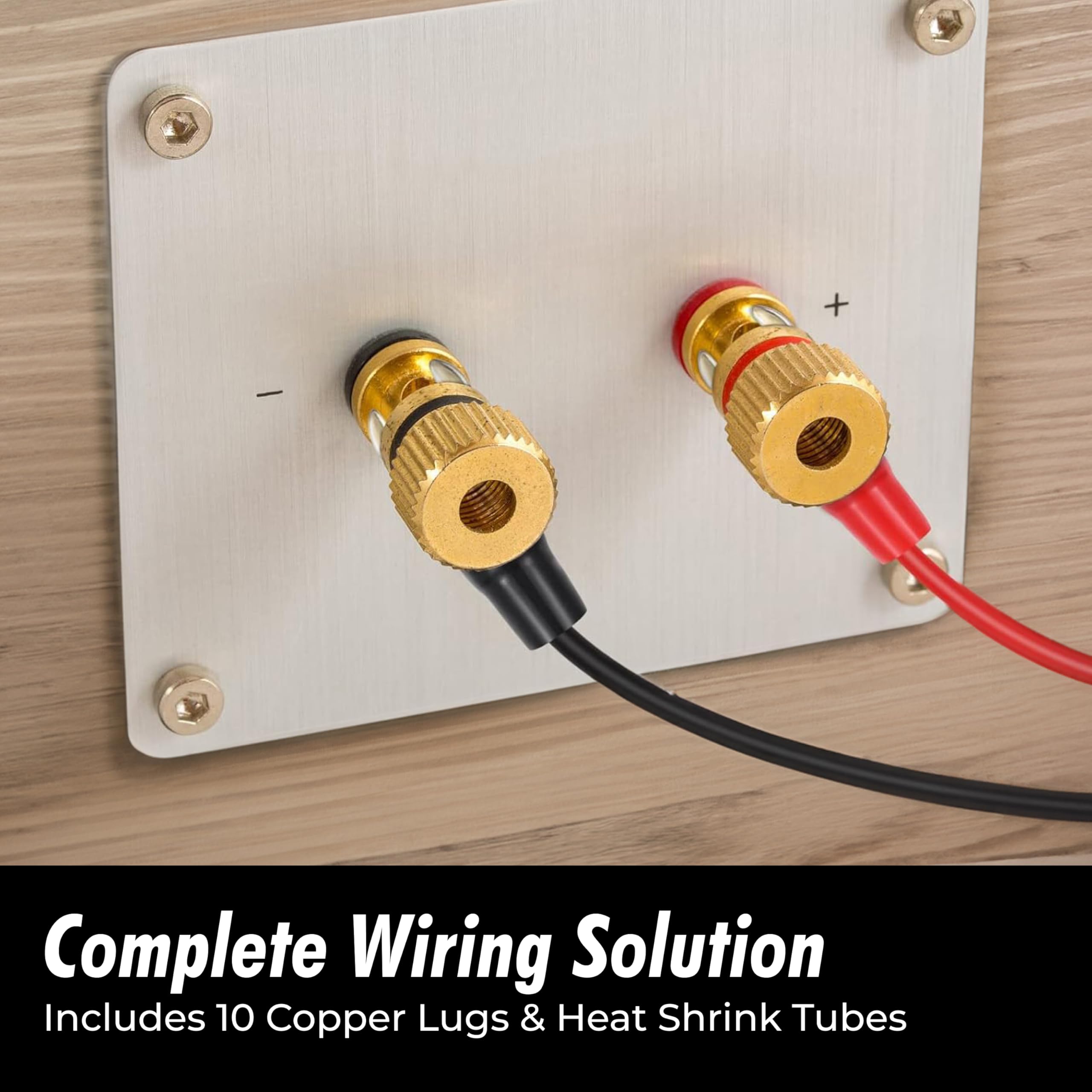 InstallGear 4 Gauge AWG Pure Copper Ring Terminals with Heat Shrink (10 Pack) - Heavy Duty Electrical Connectors for Car Audio, Marine, Solar & Battery Wiring - Secure 4 Gauge Wire Terminals for Reliable Power Connections