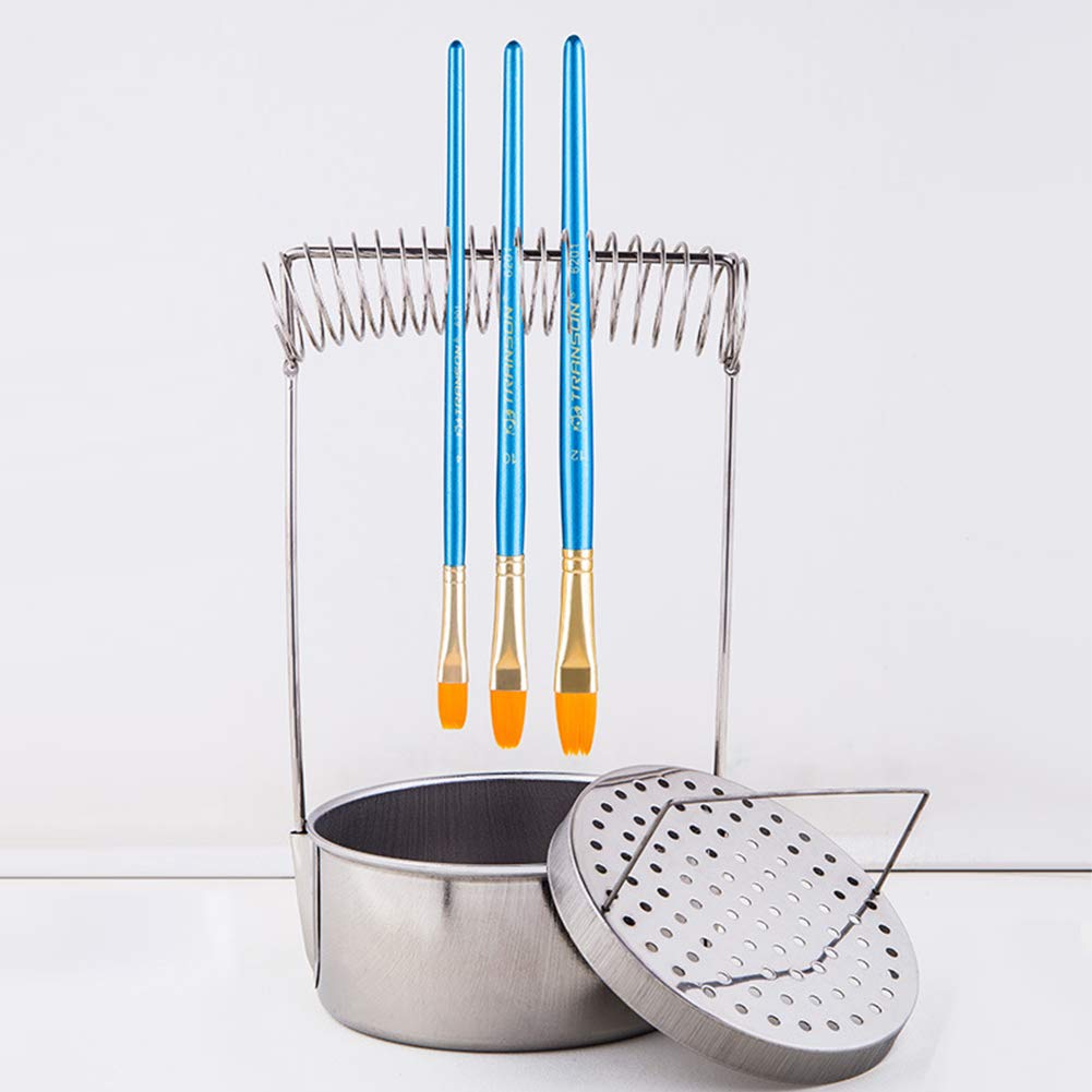 Stainless Steel Paint Brush Washer with Filter Screen & Spring Holder - Professional Brush Cleaning Cup for Artists, Perfect for Acrylic & Oil Painting - Ideal for Studio, Classroom & Home Art Projects