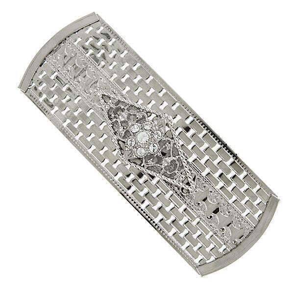 1928 Vintage Crystal Hair Barrette - Large Rectangle Rhinestone Hair Clip for Women, Perfect for Weddings, Parties & Special Occasions