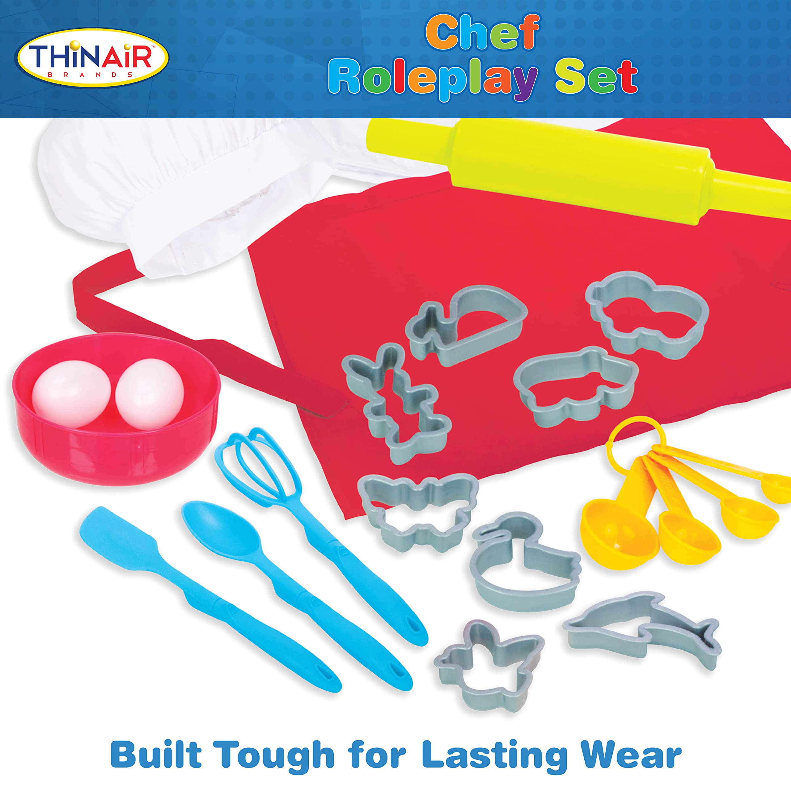 Dr. STEM Toys Chef Costume for Kids Ages 3-6 | 21-Piece Pretend Play Set with Chef Jacket, Hat, Apron, Cooking Utensils & Accessories | Perfect for Role Play, Birthday Gifts & STEM Learning Activities
