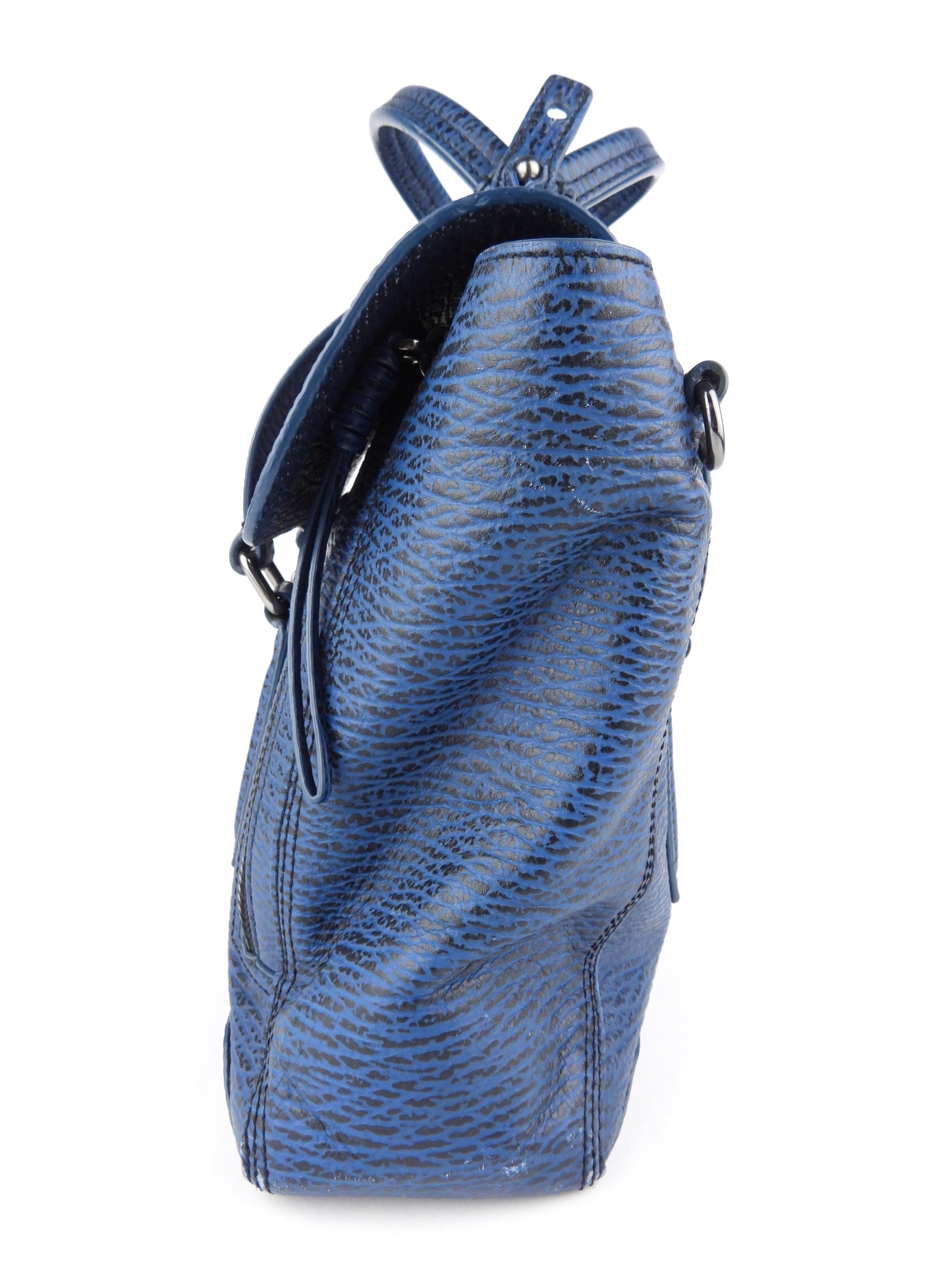3.1 Philip Lim Blue Grained Leather Pashli Medium Satchel Bag - Stylish Women's Handbag for Work, Travel & Everyday Use