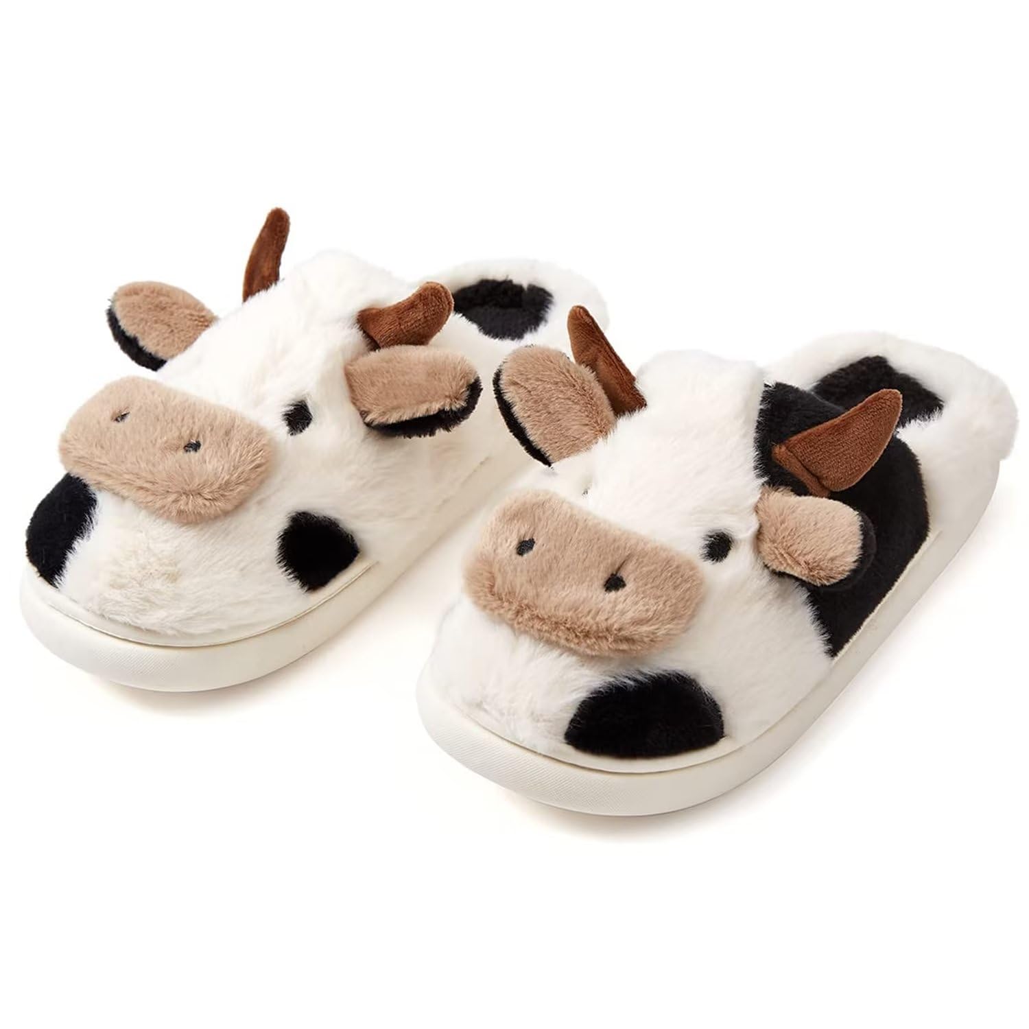 **KEYUSHOP Super Soft Fuzzy Cow Slippers for Kids, Women & Men - Memory Foam House Slippers for Winter - Non-Slip Cozy Indoor/Outdoor Slippers for Girls, Boys & Toddlers - Perfect for Home, Dorm & Lounge Wear**