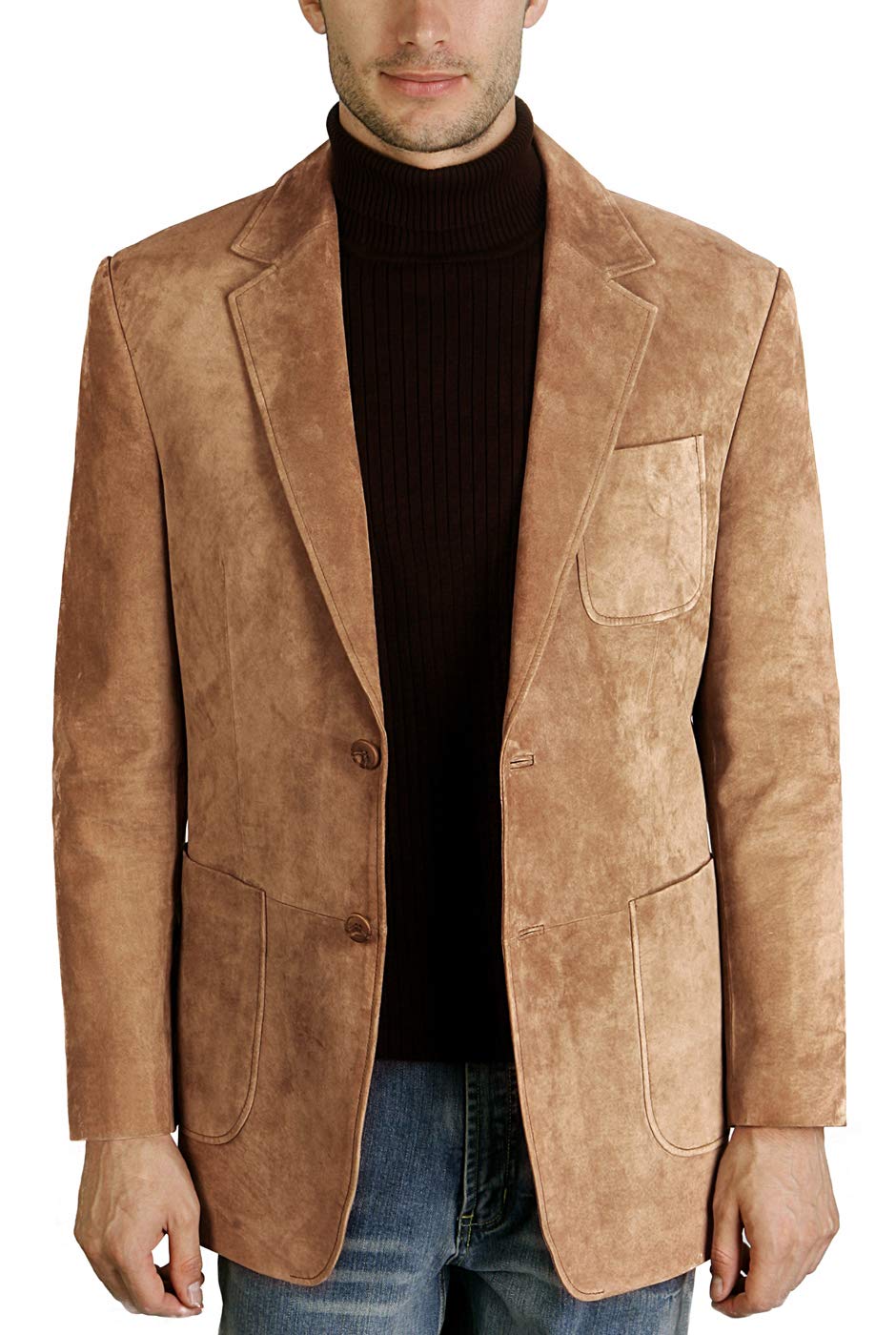 Premium Men's Suede Leather Blazer Jacket - 2-Button Steve Style Sport Coat | Available in Regular, Big & Tall, and Petite Sizes | Perfect for Business Casual, Weddings & Formal Events