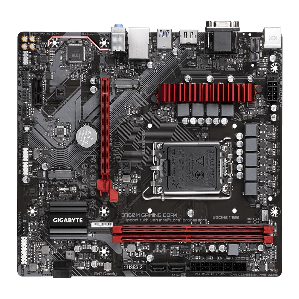 GIGABYTE B760M Gaming Motherboard for Intel LGA 1700 Socket with DDR4 Support - Perfect for Gaming PCs and High-Performance Workstations