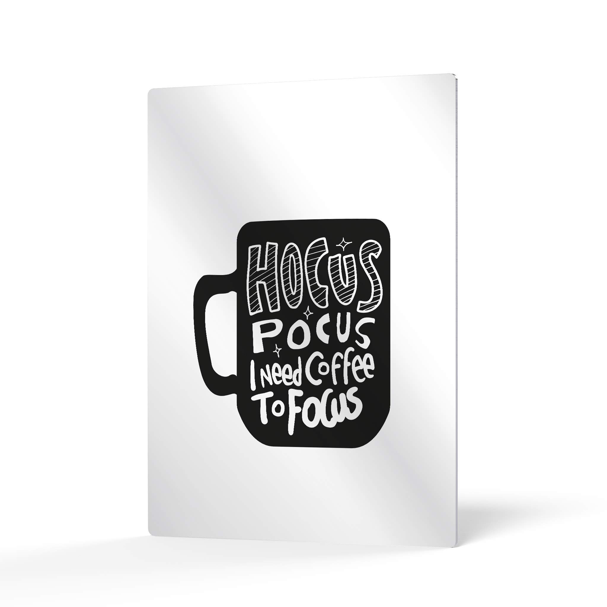 Hocus Pocus I Need Coffee to Focus - Black and White Coffee Mug Metal Wall Art Print - 36x24 Inch Coffee Bar & Kitchen Decor - Perfect for Dining Rooms, Restaurants & Coffee Shops - Unique Gift Idea for Coffee Lovers