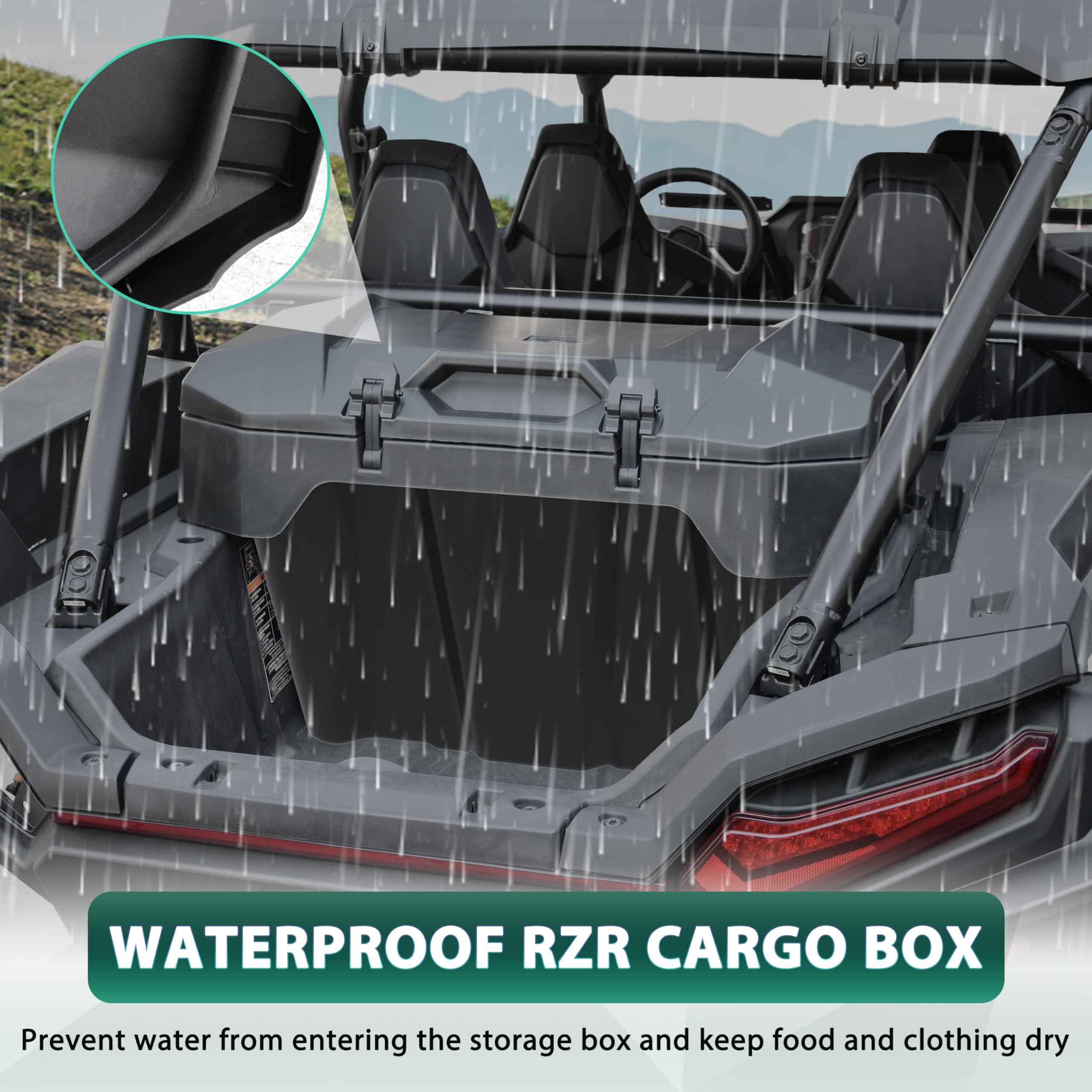 82QT Waterproof Cargo Box for Polaris RZR XP 1000 2024-2025 Models | Rear Bed Storage Bin for RZR XP 1000/XP 4 1000 Sport/Premium/Ultimate | Replacement Part #2889611 | Perfect for Off-Roading, Camping & Outdoor Adventures