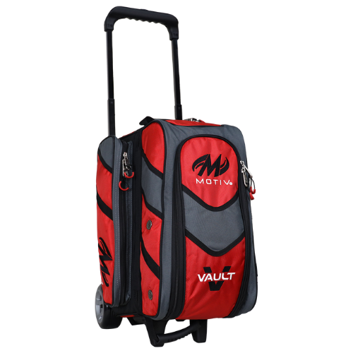 Motiv Vault 2 Ball Roller Bowling Bag - Fire Red Color for Professional & Casual Bowlers - Perfect for League Play, Practice & Tournaments