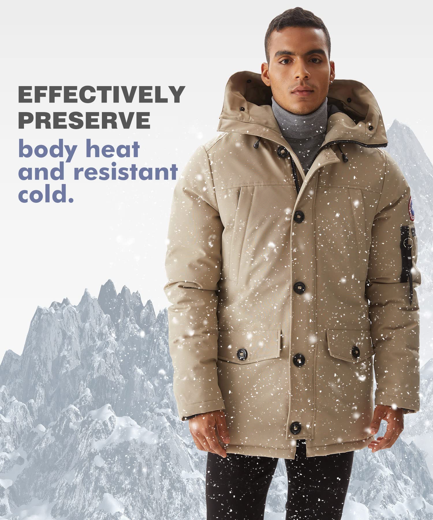 PUREMSX Men's Winter Jacket - Insulated Thick Warm Puffer Coat with Fur Hood | Waterproof Windproof Cold Weather Outerwear for Snowboarding, Skiing & Outdoor Activities