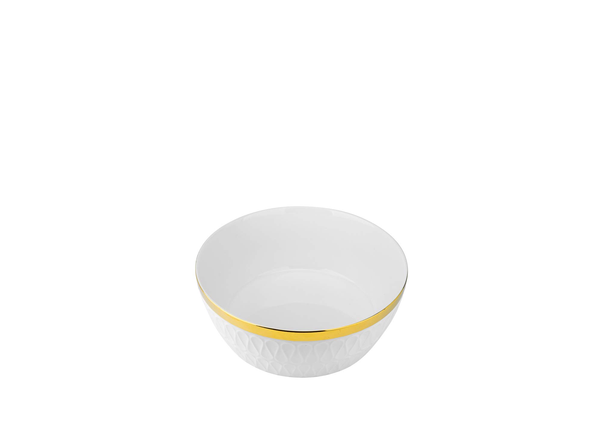 Yedi YCC751 9-Inch Fine Porcelain Salad Bowl - Elegant Ceramic Deep Dish with Gold Rim, Premium Bone China Tableware for Dinner Parties, Salads, Soups & Entertaining
