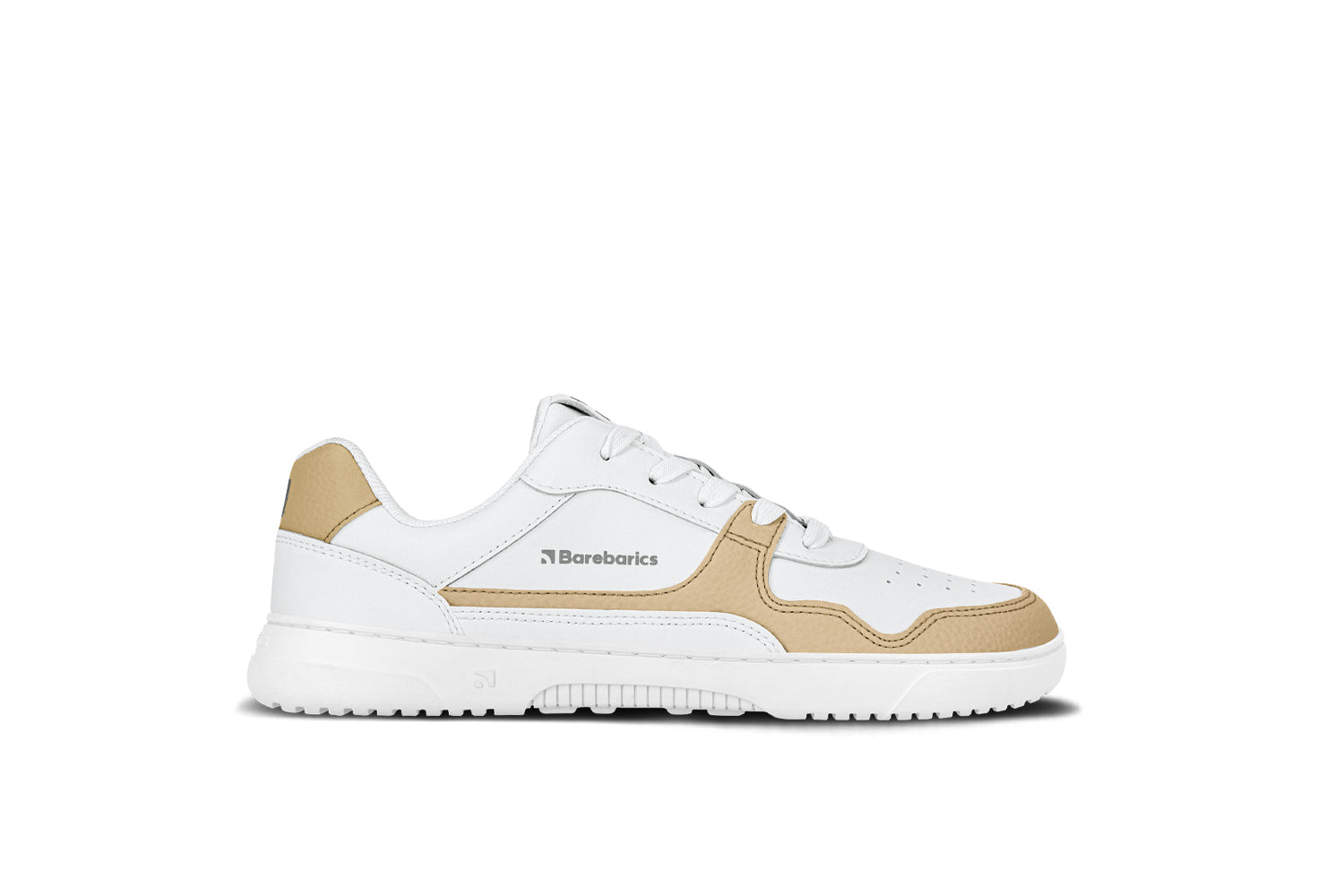 Barefoot Sneakers for Women - Barebarics Zing White & Cream Leather Minimalist Shoes | Comfortable & Flexible for Running, Walking & Everyday Wear