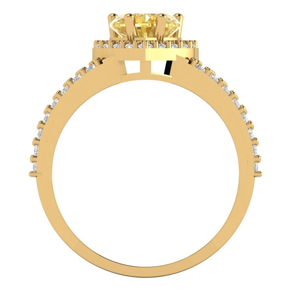 1.75ct Heart Halo Canary Yellow Simulated Diamond Ring - Anniversary & Engagement Gift