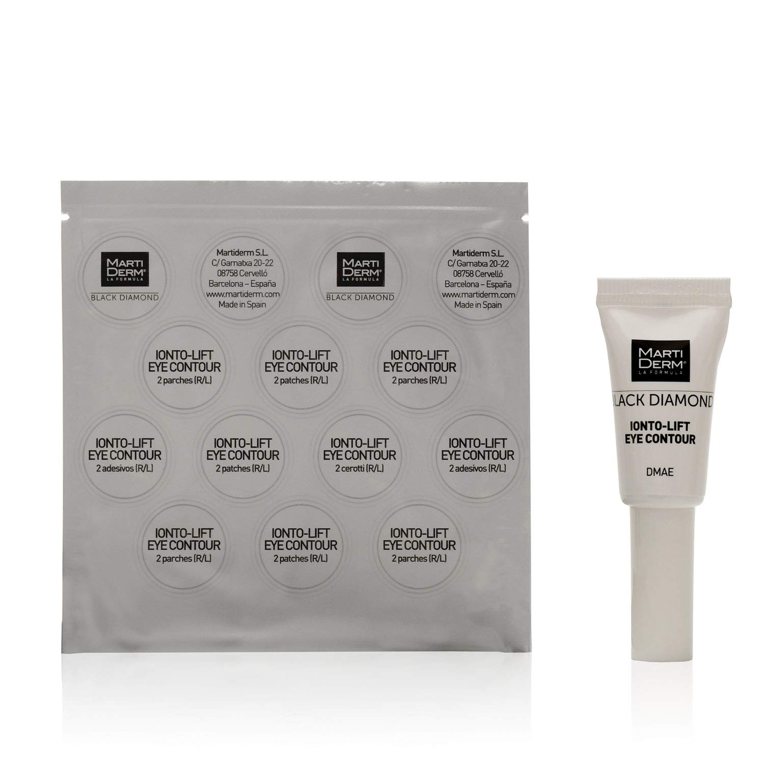 Martiderm Black Diamond Ionto-lift Eye Contour Patches (4x2 Patches + 4ml Gel) – Anti-Aging Treatment for Dark Circles & Puffiness – Perfect for Night Routine & Travel Skincare