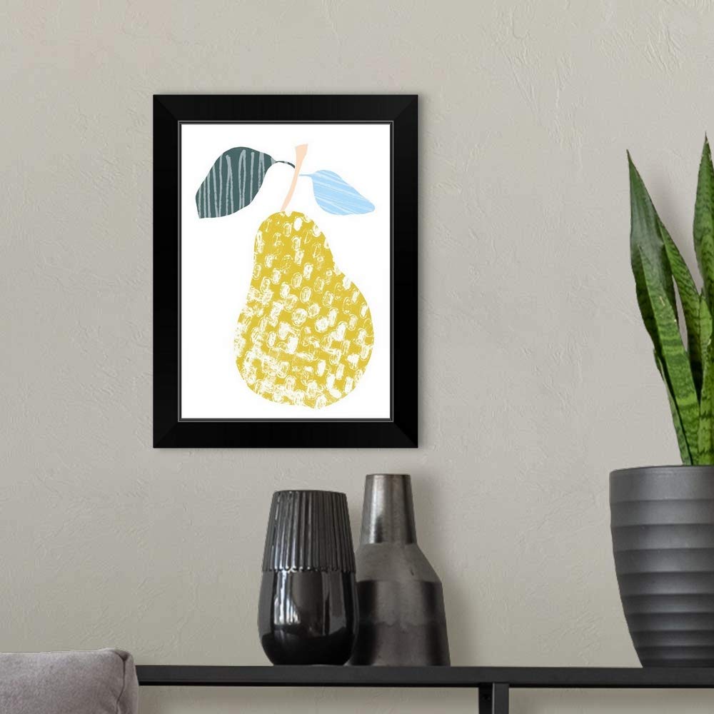 CANVAS ON DEMAND Cut Paper Fruit Black Framed Art Print - 14x18 Inch Fruit Wall Decor - Perfect for Kitchen, Dining Room & Home Office Decor
