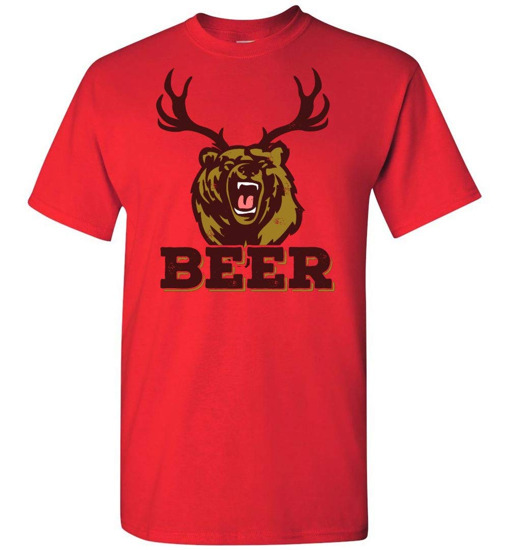 Absurd Ink Bear Deer Beer Graphic T-Shirt for Men & Women - Funny Animal Print Tee for Casual Wear, Parties & Gifts