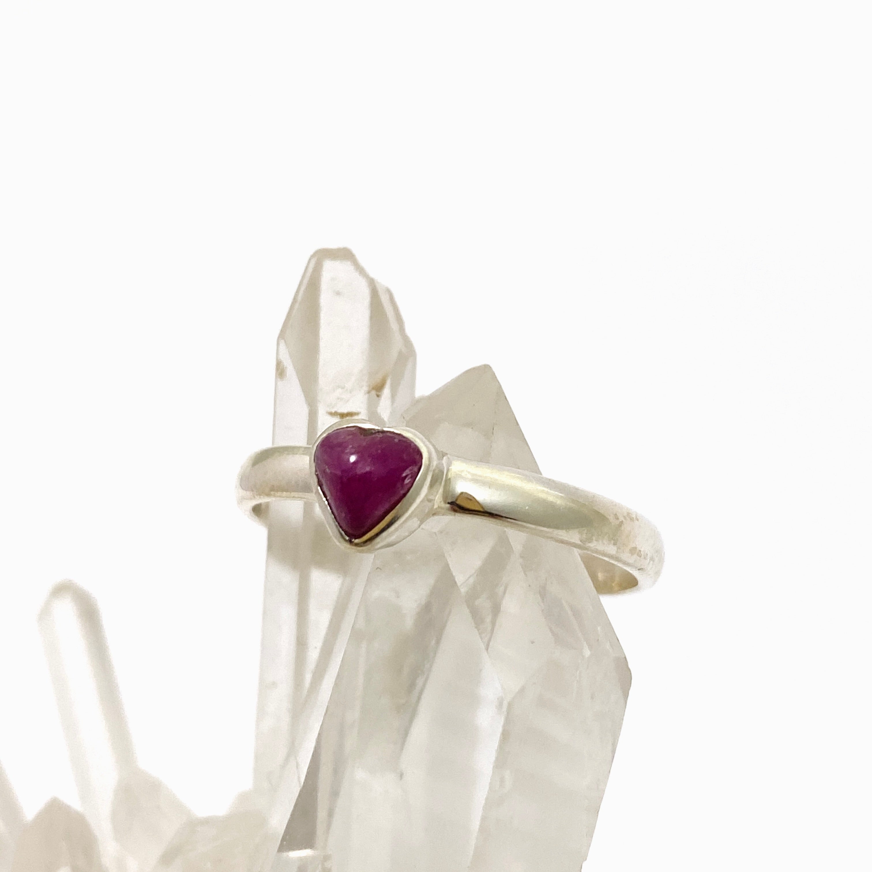 Ruby Heart Cabochon Petite Ring Size 9.5 PRGJ700 - Elegant Sterling Silver Jewelry for Women, Perfect for Valentine's Day Gifts & Romantic Occasions