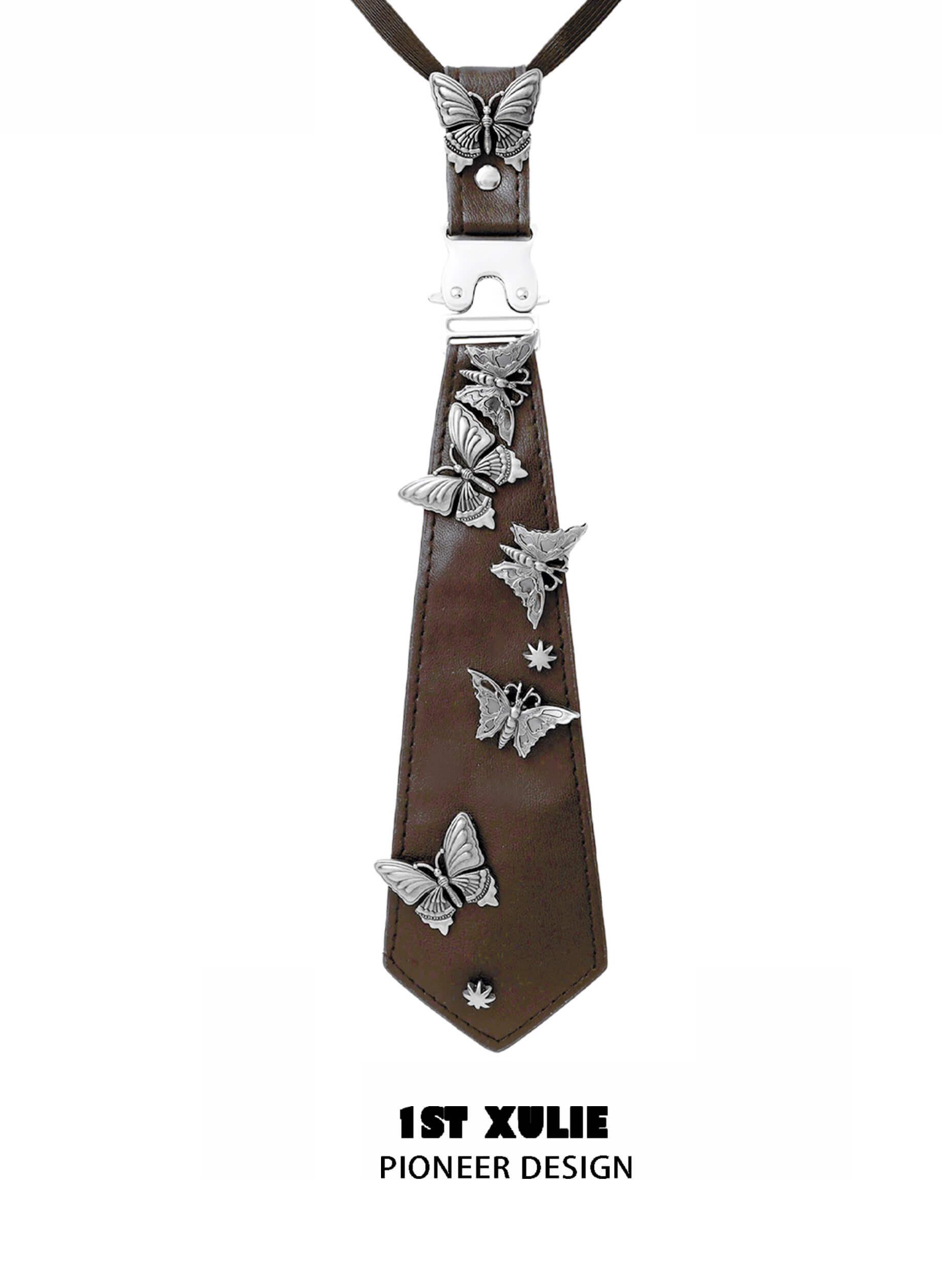 ButterflyWasteland Removable Brown Tie - Adjustable Necktie for Men, Perfect for Weddings, Business Meetings & Formal Events