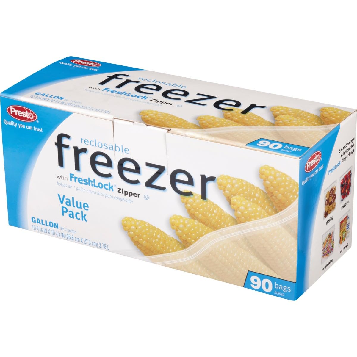 Presto Value Pak Freezer Bags - Heavy Duty Reusable Storage Bags for Food, Meal Prep & Freezing - BPA Free, Leak Proof (50 Count) | Perfect for Kitchen Organization, Camping & Leftovers